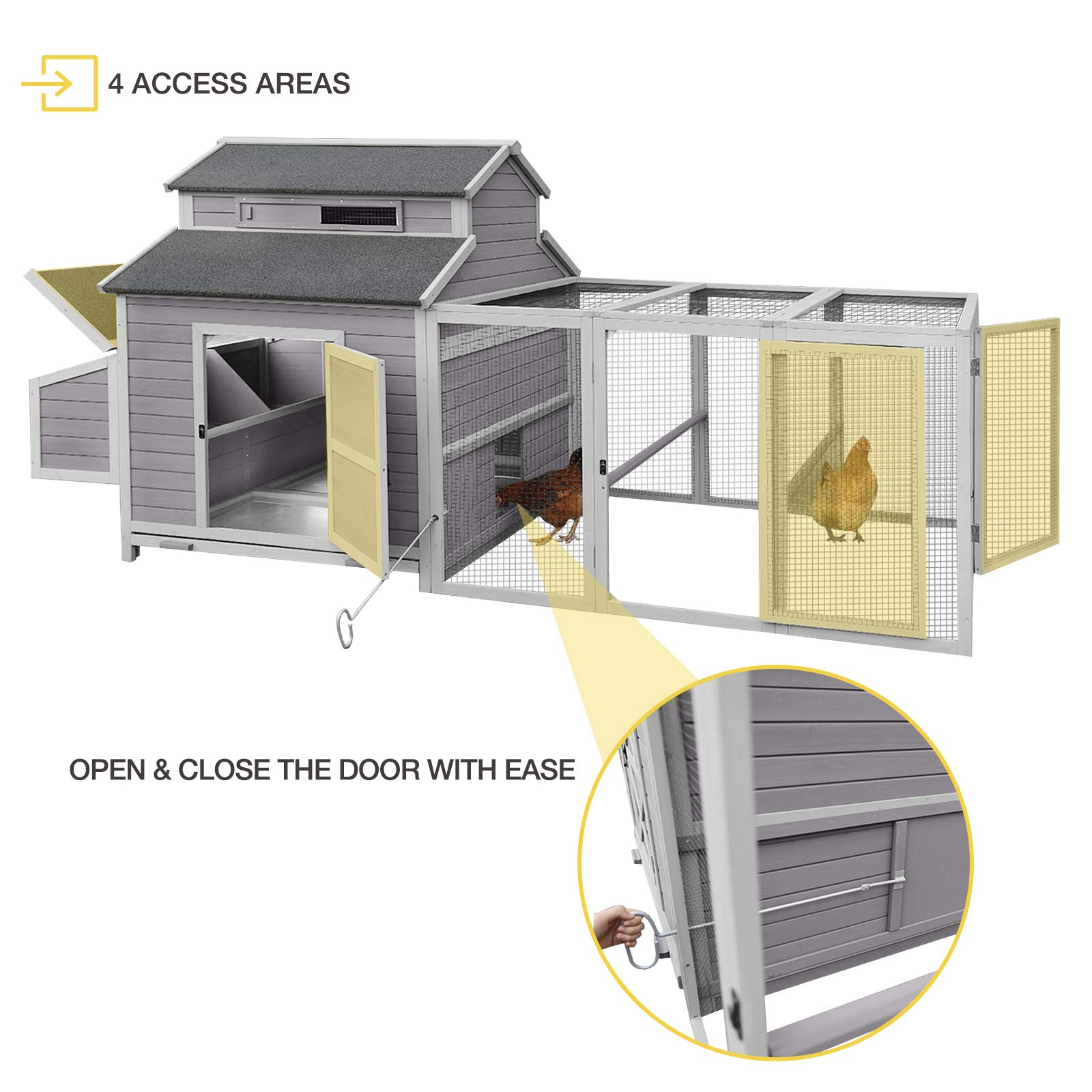 【Home&Garden】115in Super Large Outdoor Wooden Chicken Coop Hen House Poultry Cage for 8-10 Hens