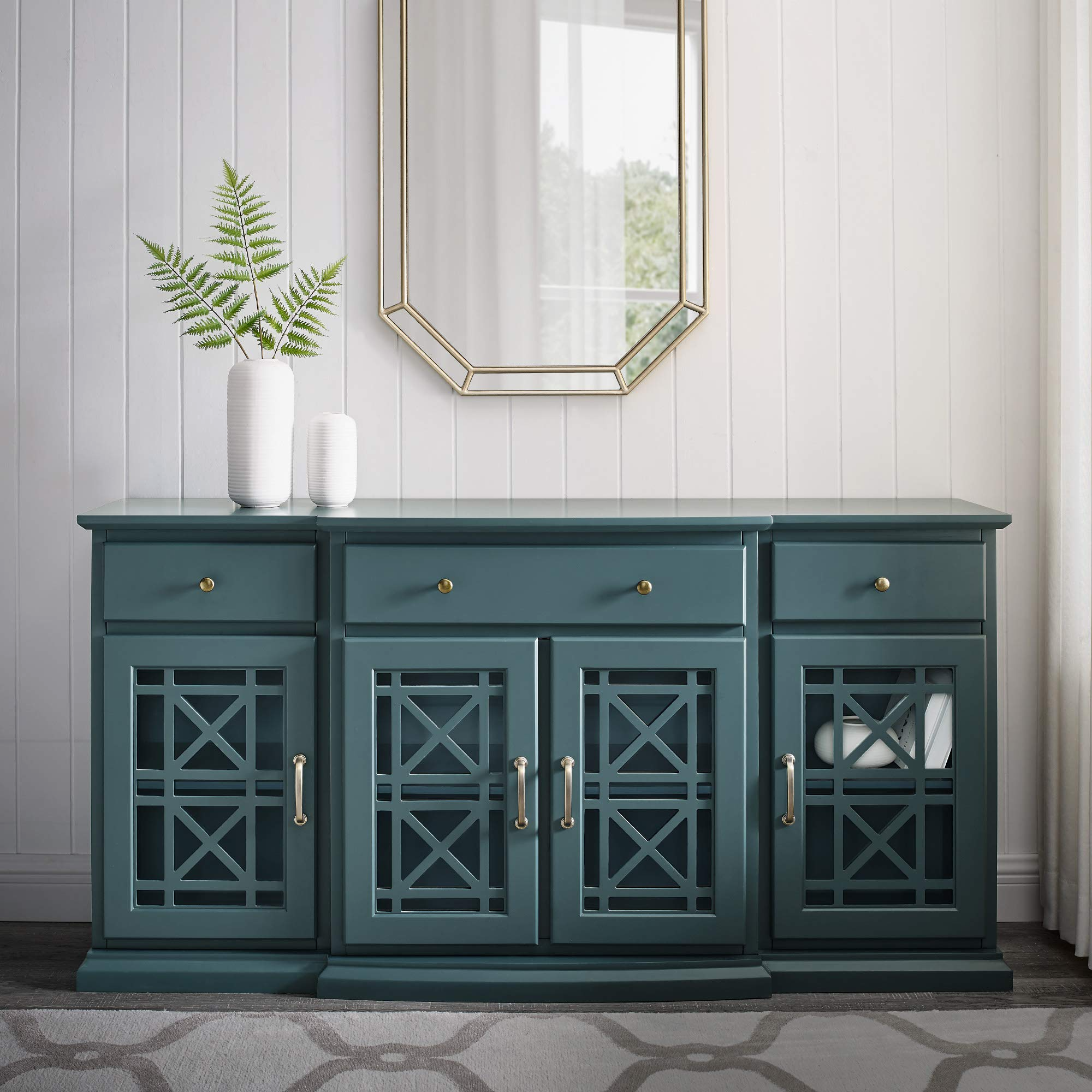 【Furniture】Modern Wood Glass Door Buffet Sideboard Living Room - Dining Room Console