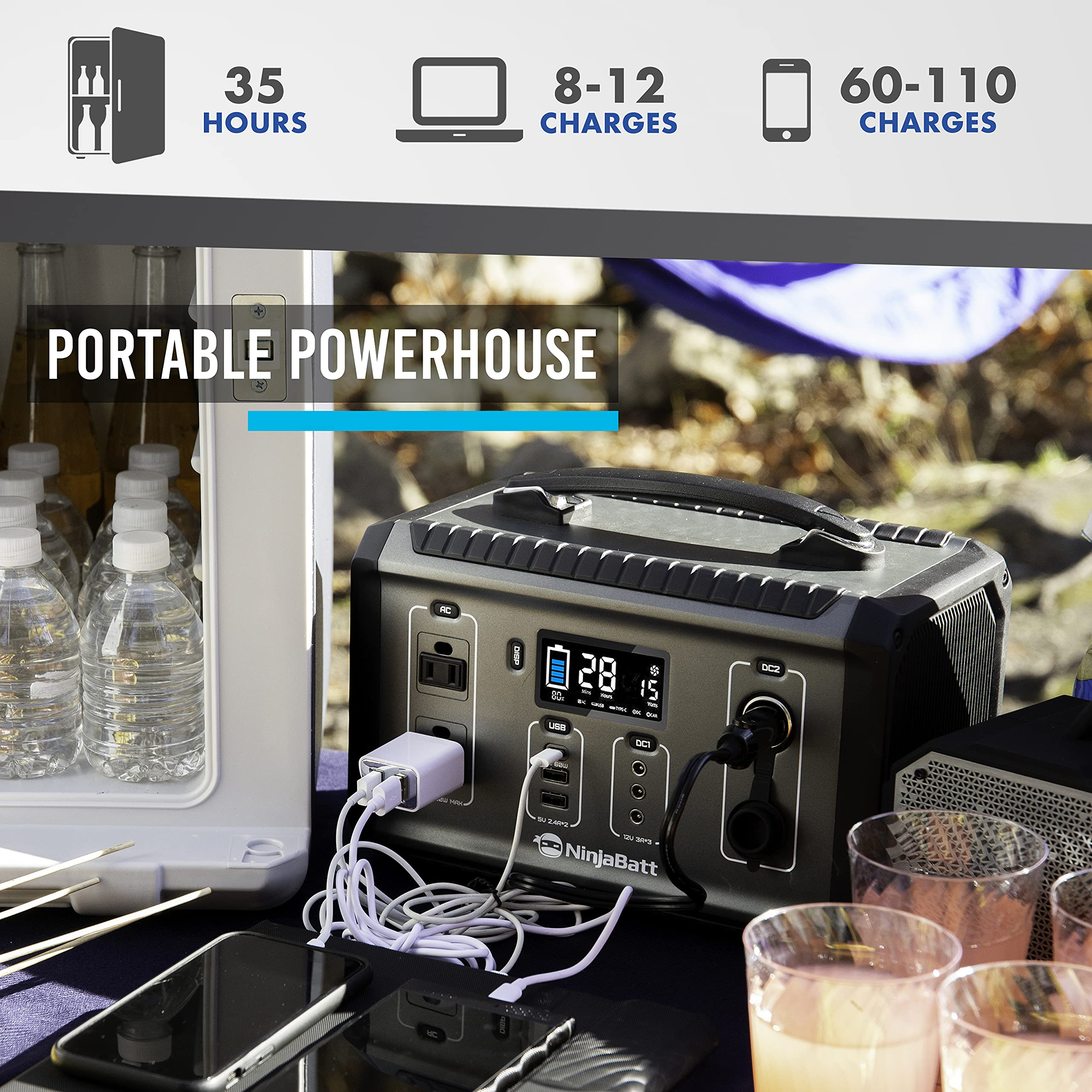 【Appliances】500W Portable Power Station, 560Wh Battery Solar Generator with Pure Sine Wave AC Outlet