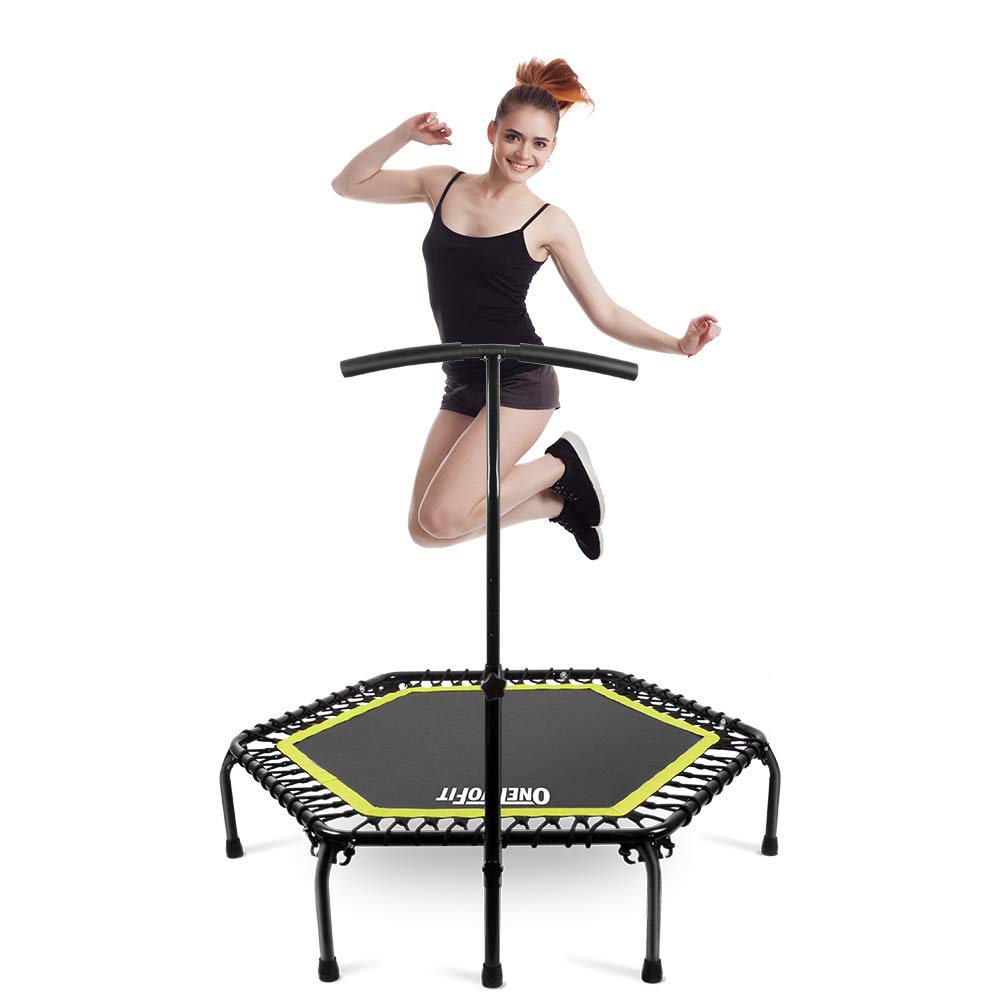 【Sports&Outdoors】Silent Mini Fitness Trampoline with Adjustable Handle Bar, for Adults or Kids