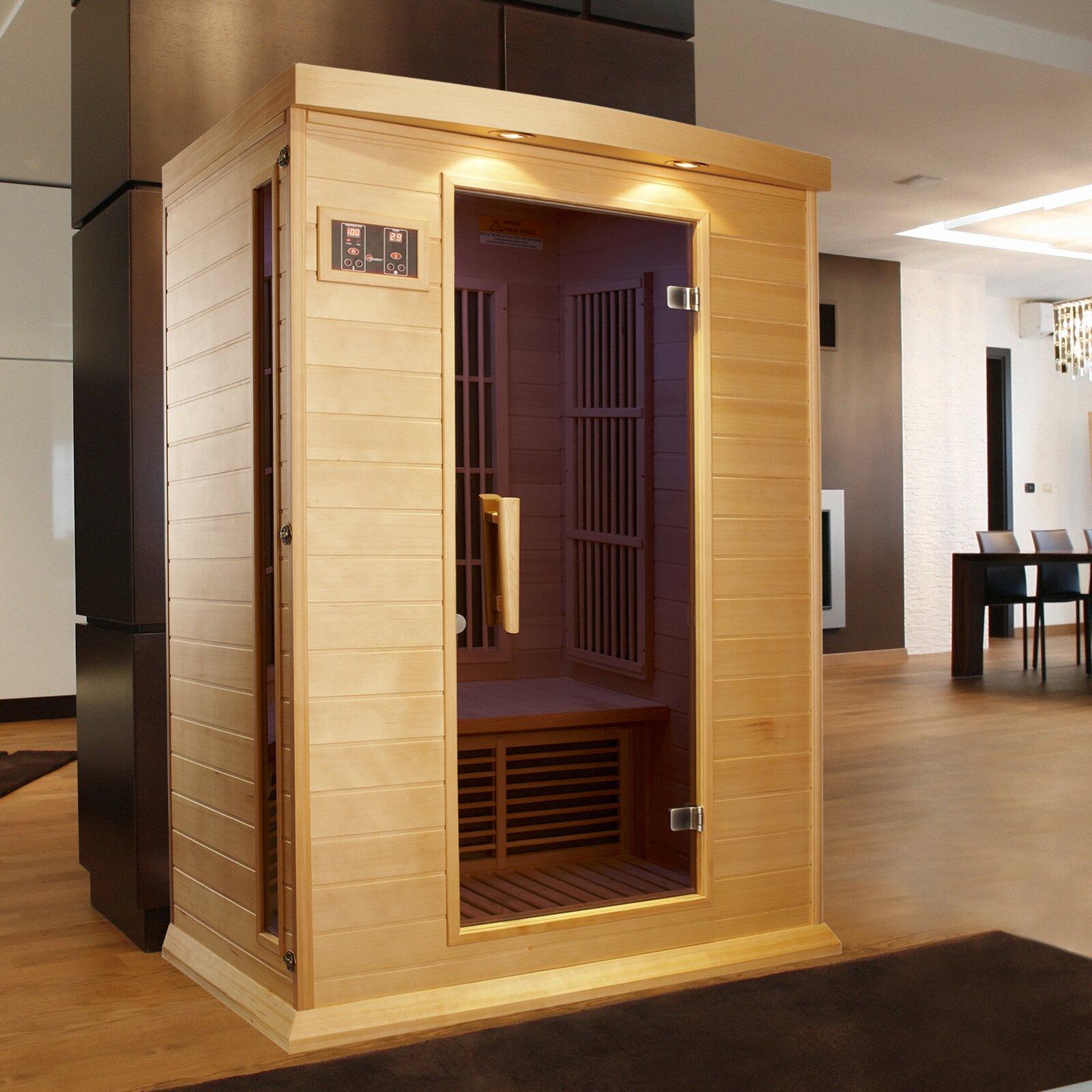 【Sports&Outdoors】Dynamic Infrared Maxxus 2 - Person Indoor Bluetooth Compatible FAR Infrared Sauna in Hemlock