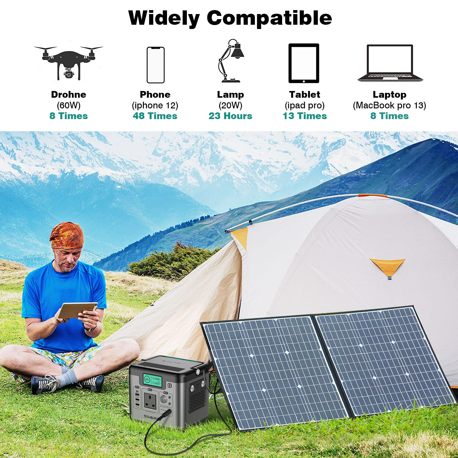 【Appliances】Portable Power Station 518Wh with 100W Foldable Solar Panel Solar Generator