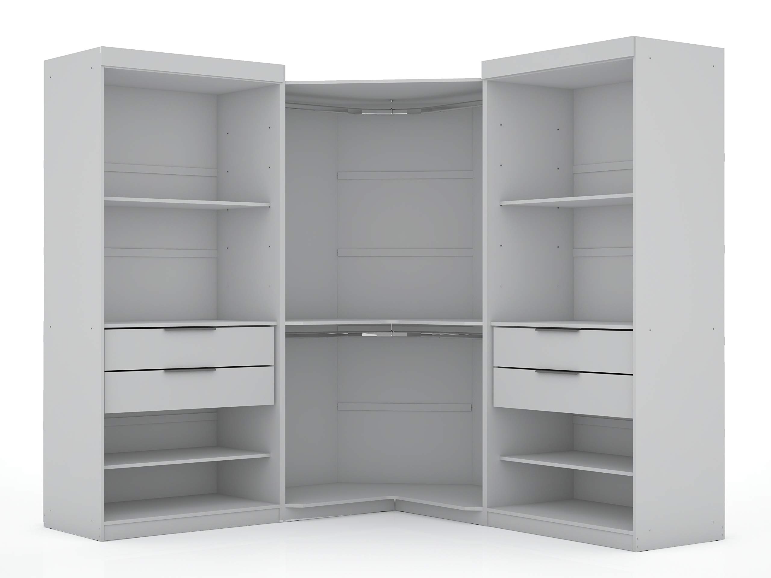 【Furniture】Mulberry Modern Open 3 Sectional Wardrobe Corner Closet with 4 Drawers, Set of 3