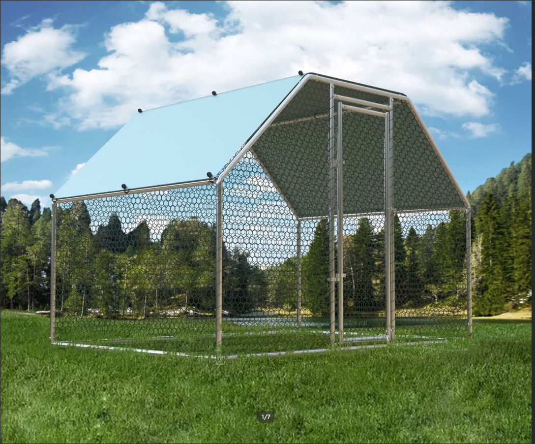 【Home&Garden】Large Metal Chicken Coop Run Walk-in Poultry Cage Chicken Runs