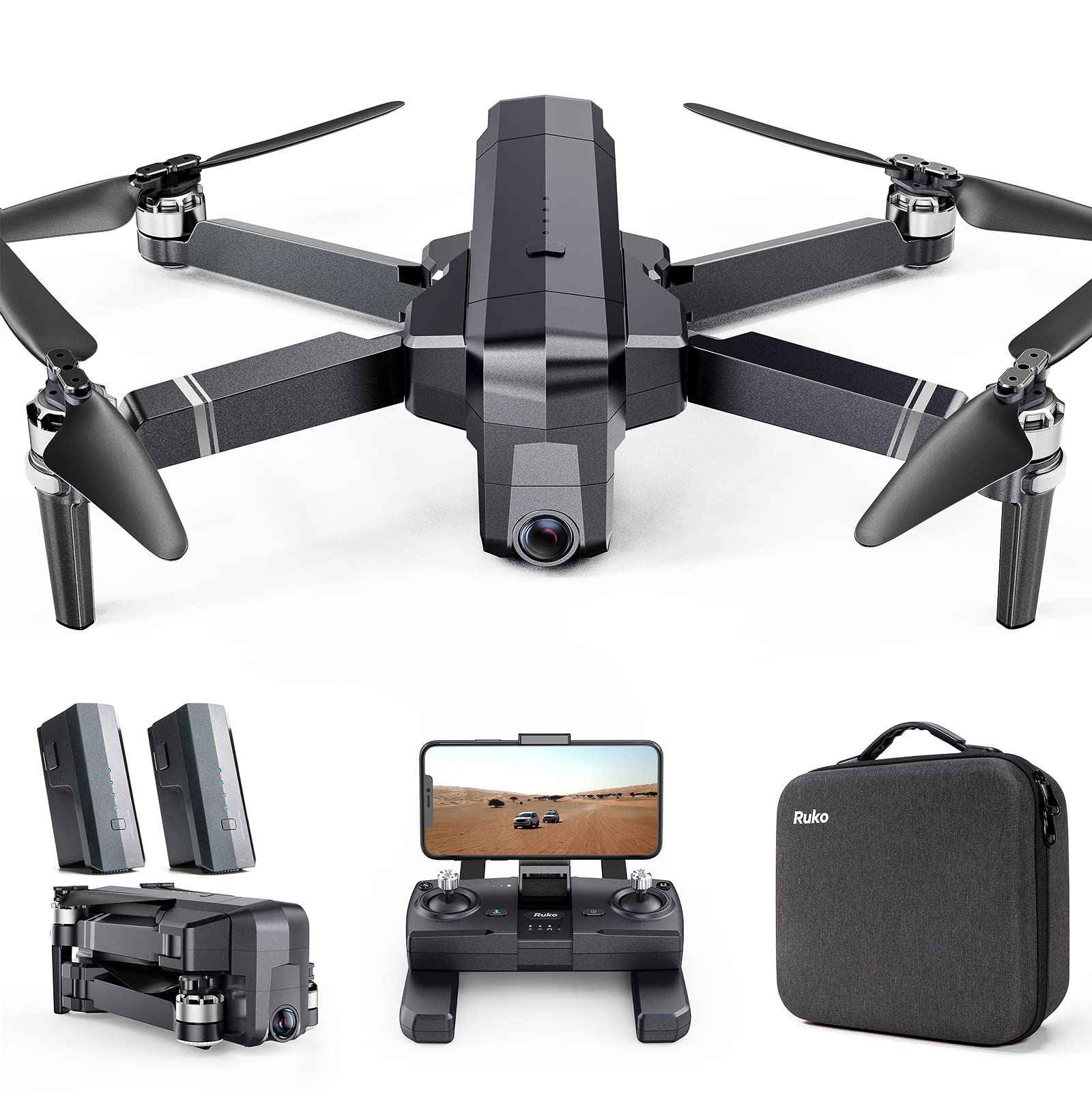 SJRC F11 4K PRO GPS Drone, 5G WiFi FPV Drone with 4K HD Camera, 2-Axis Gimbal and Brushless Motor, Foldable RC Quadcopter (4 Battery)《NO8》