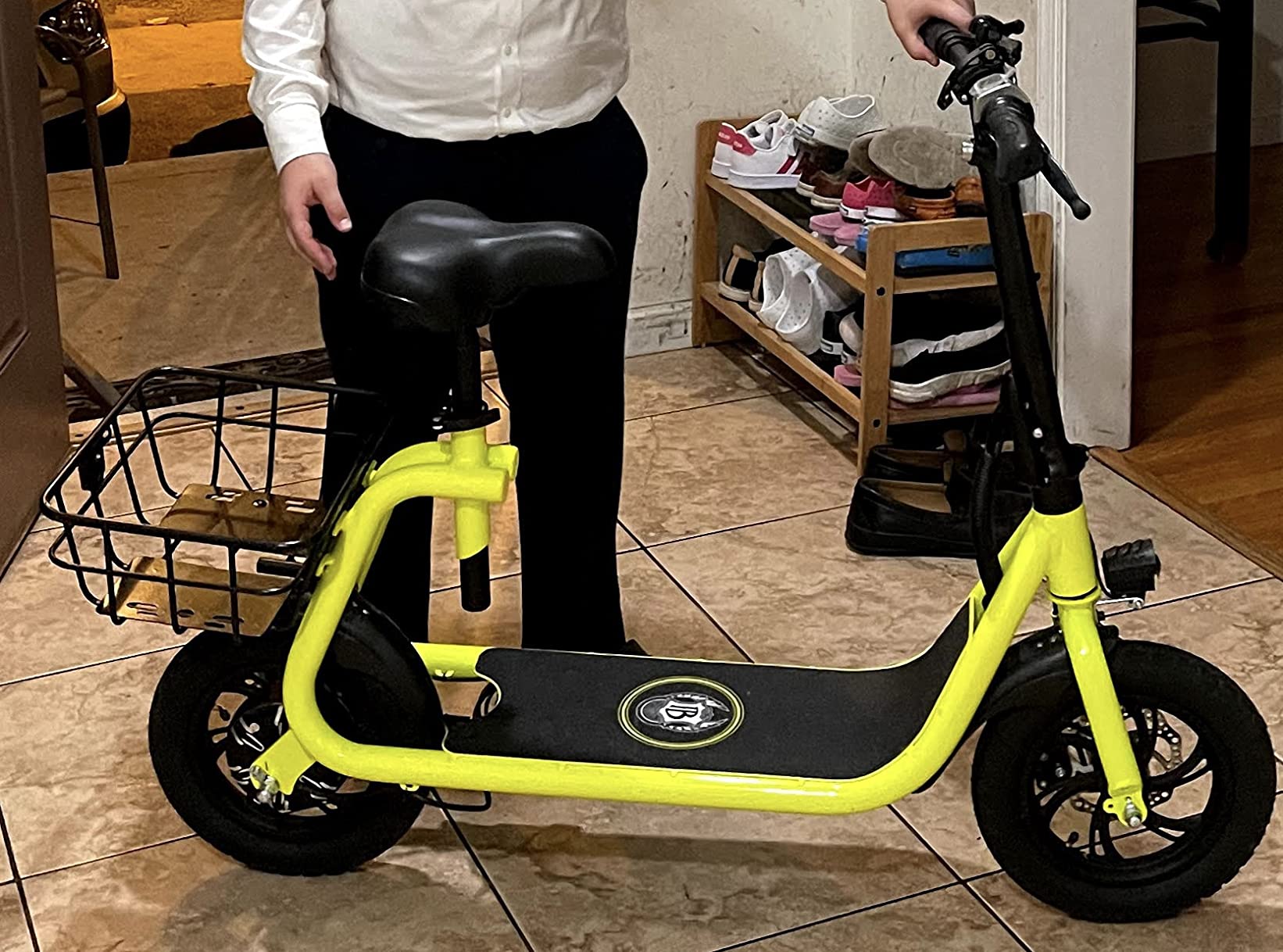 【Sports&Outdoors】Electric Scooter for Adults - Foldable Scooter with Seat & Carry Basket - 450W Brushless Motor 36V