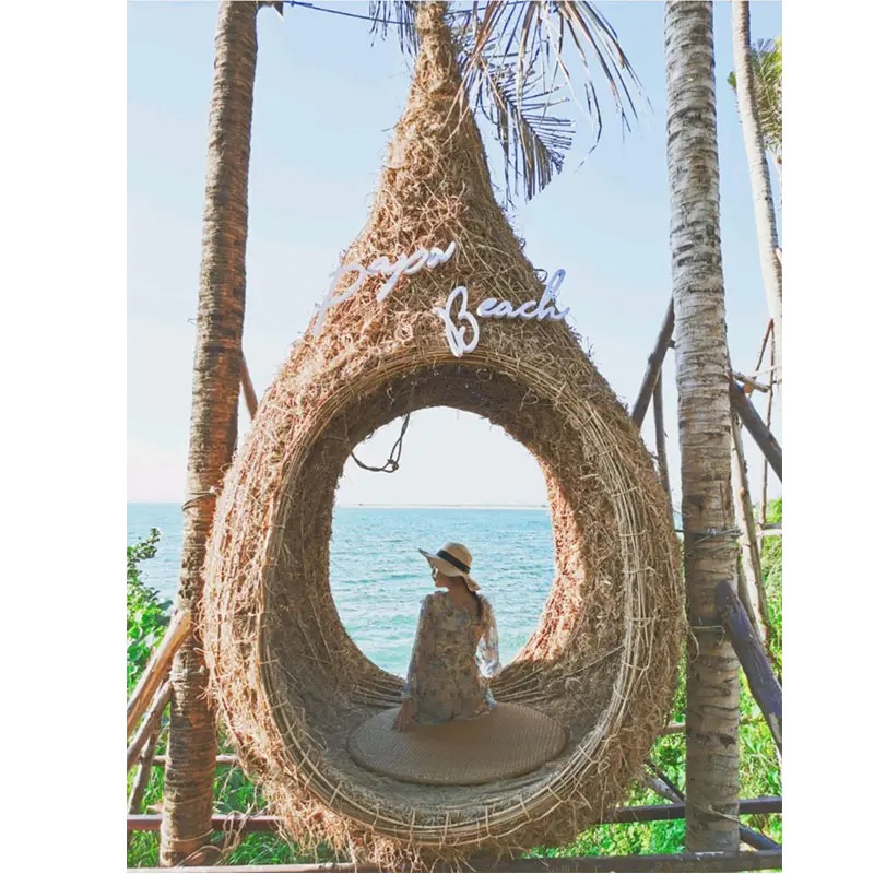 【Home&Garden】Shooting props outdoor creative swing rattan bird's nest chair landing