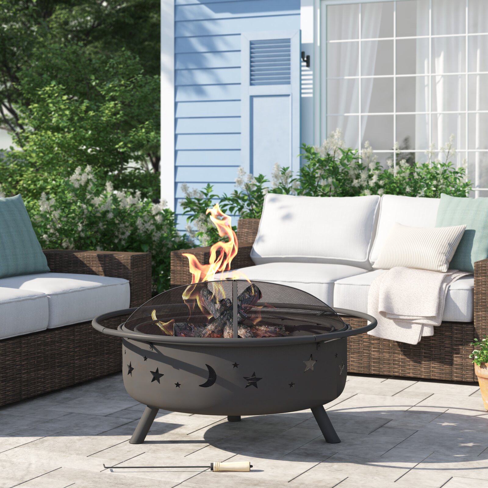 【Sports&Outdoors】Gustafson 23'' H x 42'' W Steel Wood Burning Outdoor Fire Pit