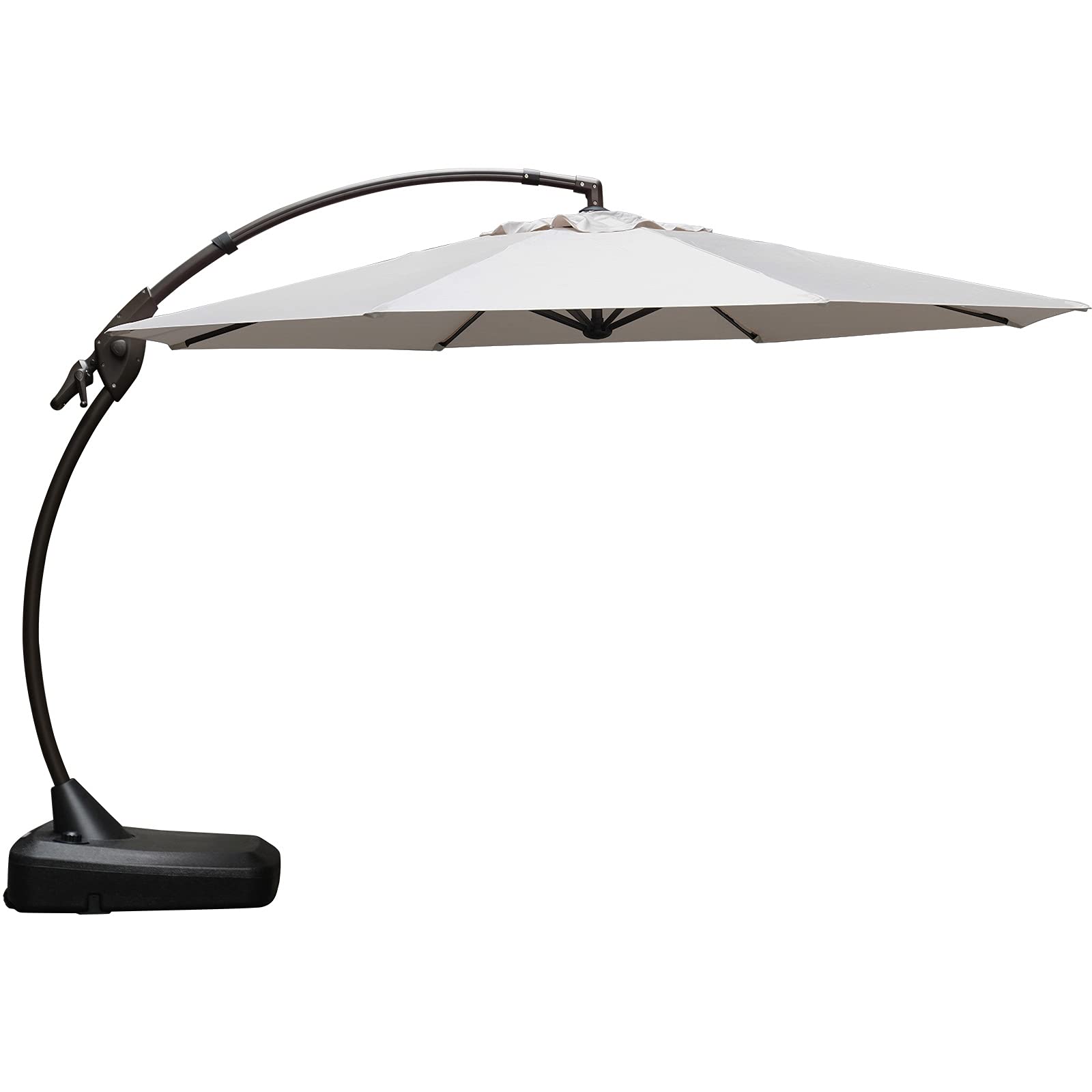 【Home&Garden】12 FT SUNBRELLA Deluxe NAPOLI Curvy Aluminum Offset Umbrella with Base (Canvas Flax)