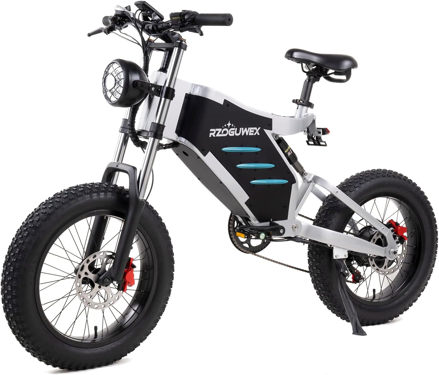 RZOGUWEX Electric Bicycle,20 Inch Off-Road EBIKE for Adults with 48V 25AH Detachable Lithium Ion Battery, 7 Speed Snow Bike with Dual Shock Absorbers and Brush-less Motor