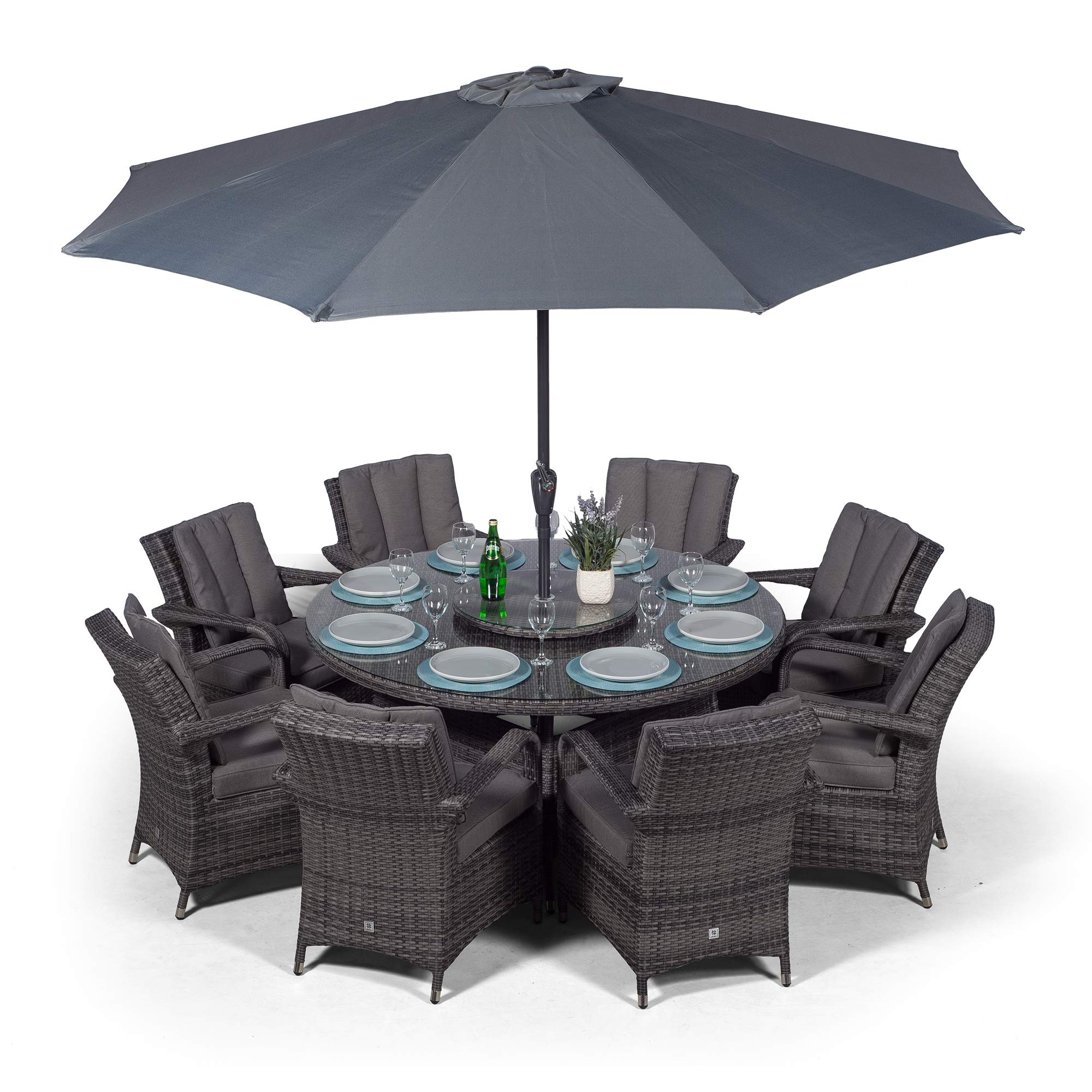 【Home&Garden】【BS】Luxury Rattan Dining Set, 8 Seater Rattan Dining Set, Outdoor Garden Table & Chairs Set