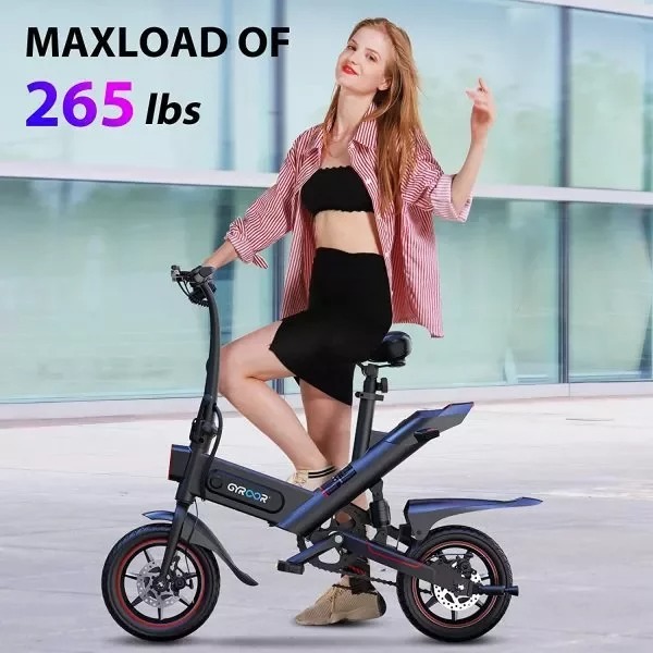 【Sports&Outdoors】C3 Adult Electric Bike, 450W Electric Bike, 18.6 MPH, Up to 28 MPH, 14 Pneumatic Tires, Dual Disc Brakes, 3 Riding Modes