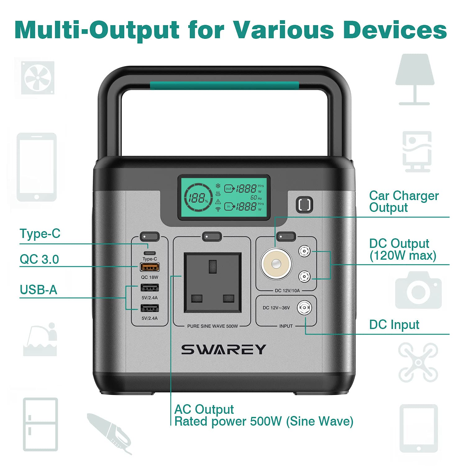 【Appliances】Portable Power Station S500 518Wh 230V/500W Portable Power Generator