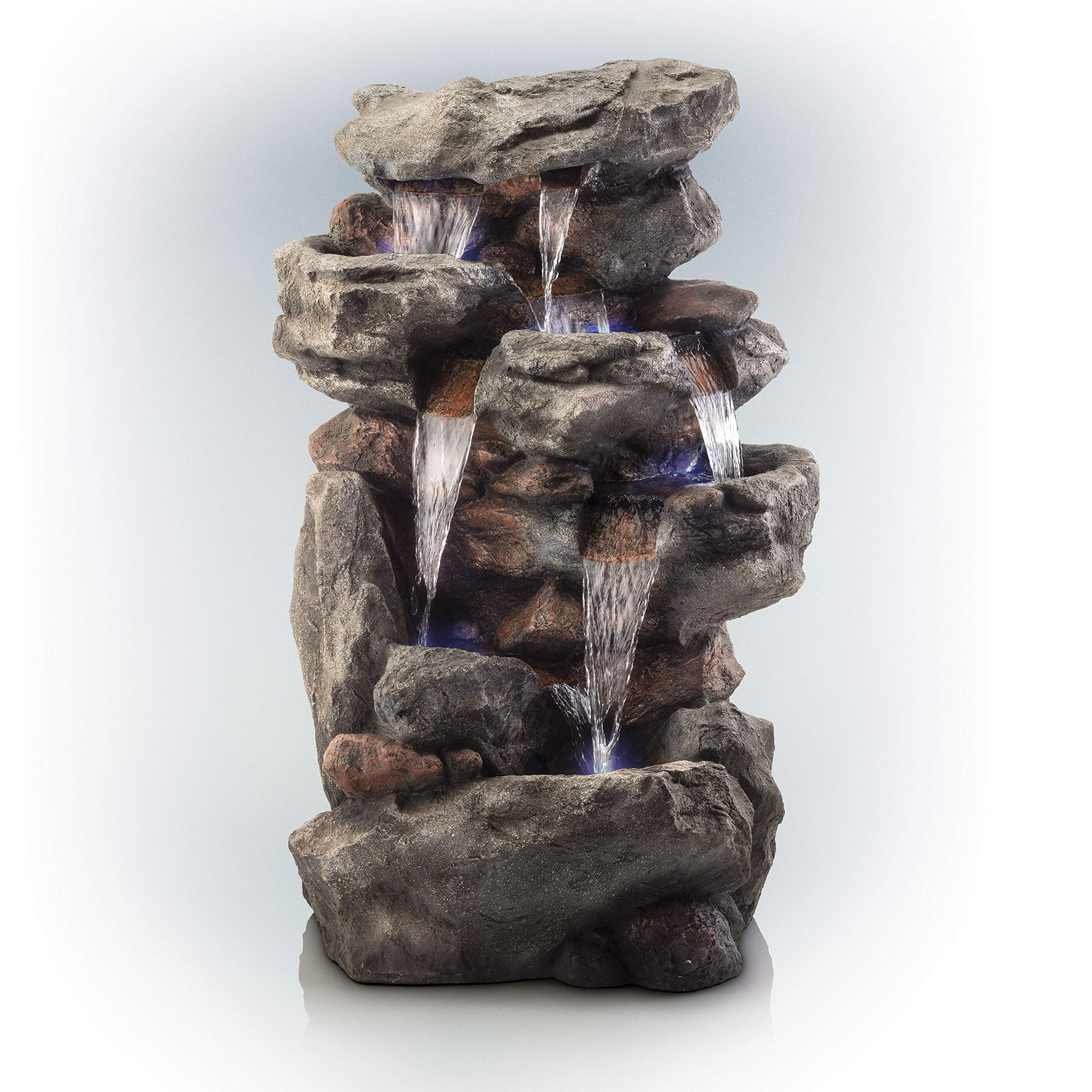 【Décor】Rainforest Rock Tiered LED Lights Floor Fountain, 33