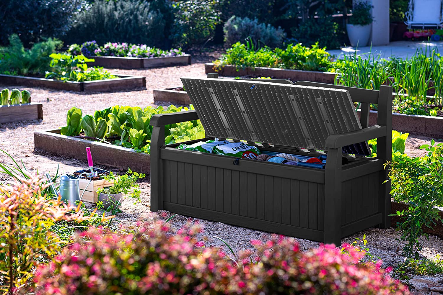 【Storage Shed】265L Outdoor Garden Storage Box Garden Furniture - Graphite and Grey
