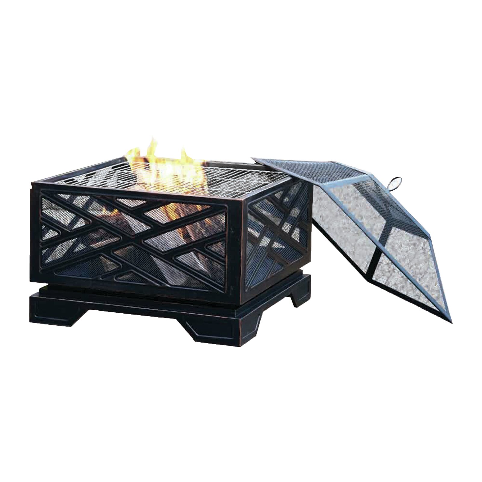 【Sports&Outdoors】Telvin 26'' H x 26'' W Steel Wood Burning Outdoor Fire Pit with Lid