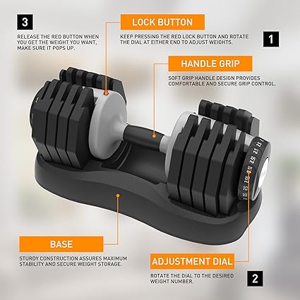 ATIVAFIT 20KG/25KG Adjustable Dumbbells with Anti-slip Handle 10 In 1 Quick Dial Adjustment Weights With Safety Locking Button Space Saving Strength Training for Full Body Home Gym Workout