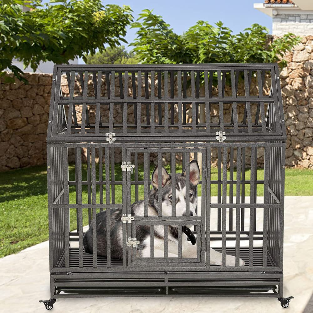 【Home&Garden】42 Heavy Duty Dog Crate Large Dog cage Strong Metal Dog Kennels & Crates for Large Dogs