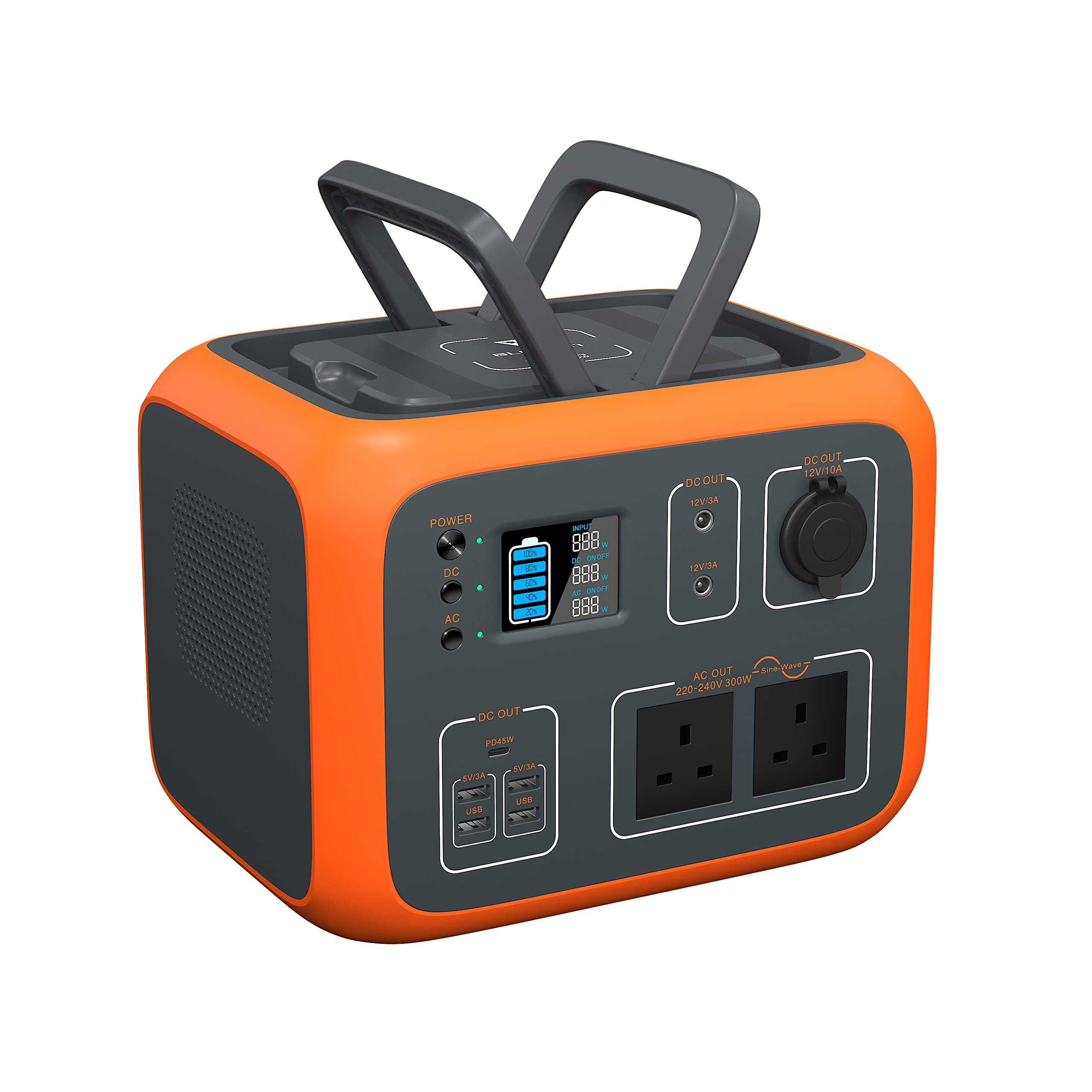 【Appliances】Portable Power Station 500Wh Solar Generator 300W/230V AC Output, Wireless Charging