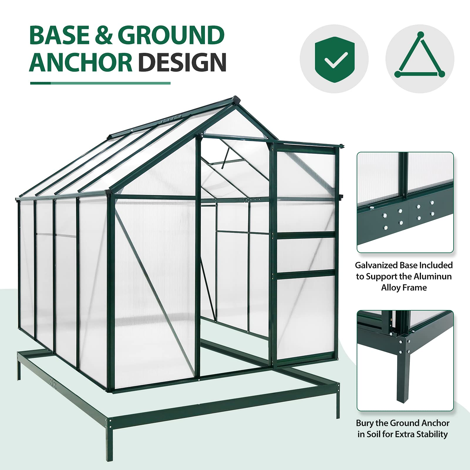 【Home&Garden】【BS】6' x 8' x 7' Outdoor Walk-in Hobby Greenhouse with Sliding Door & Ventilation Window