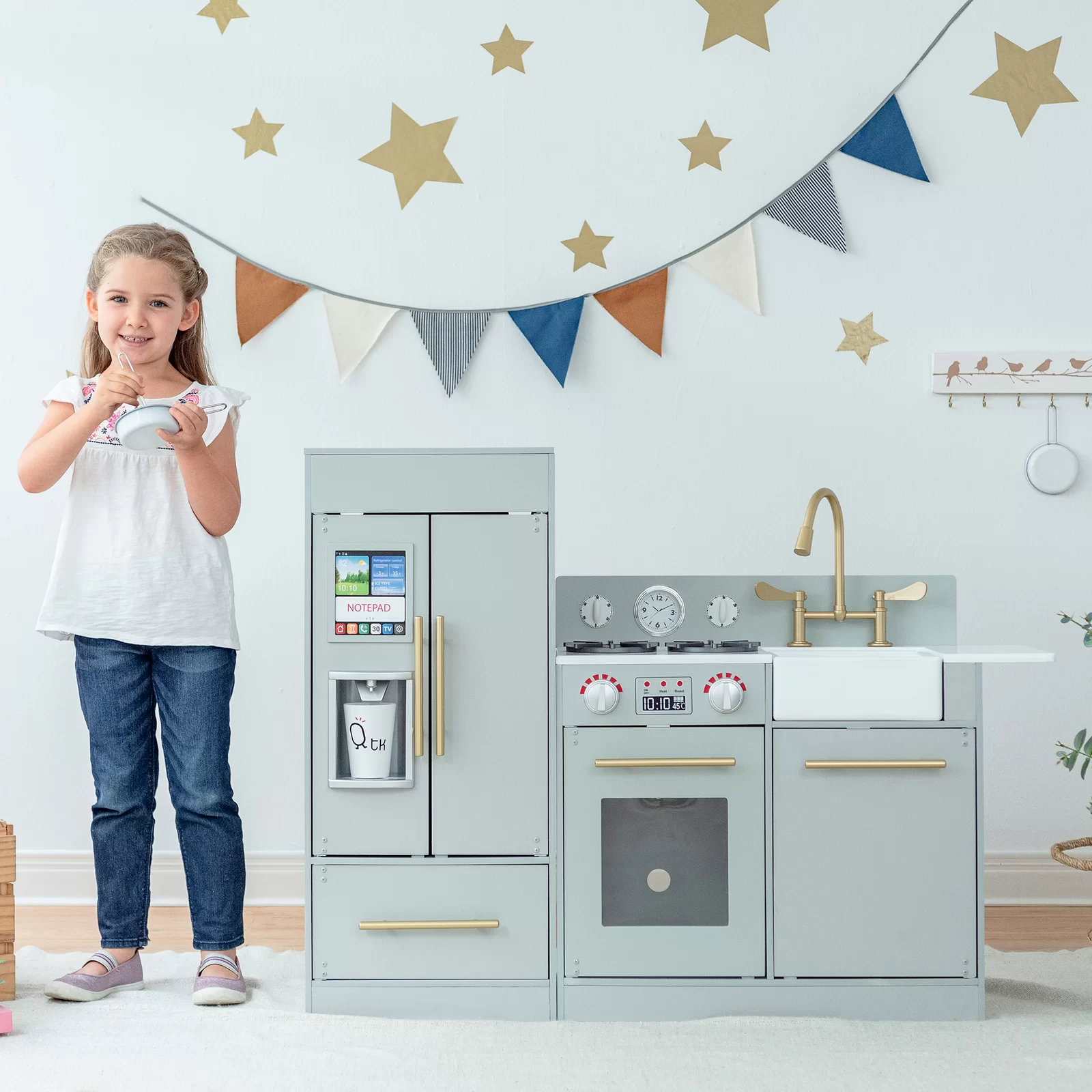 【Baby&Kids】Play Kitchen Toddler Pretend 2 pcs Play Set with Accessories & Ice Maker