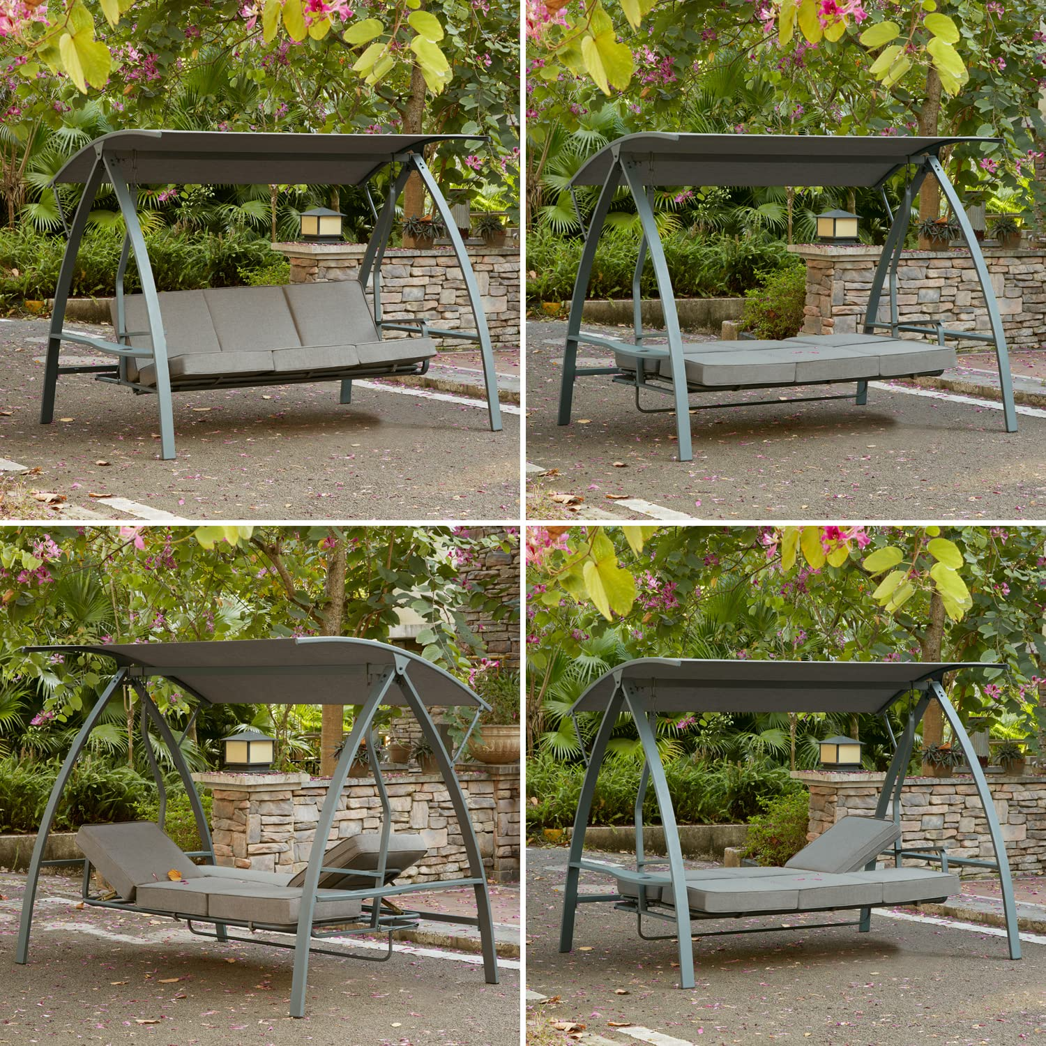 【Home&Garden】【BS】3 Person Patio Swinging Bench Chair 3-Seat Daybed Porch Swing Seater Outdoor Porch Swing