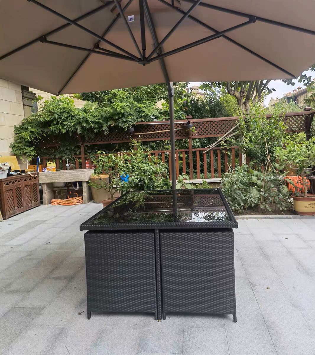 Outdoor 11 Piece Rattan Garden Furniture Patio Dining Table Set
