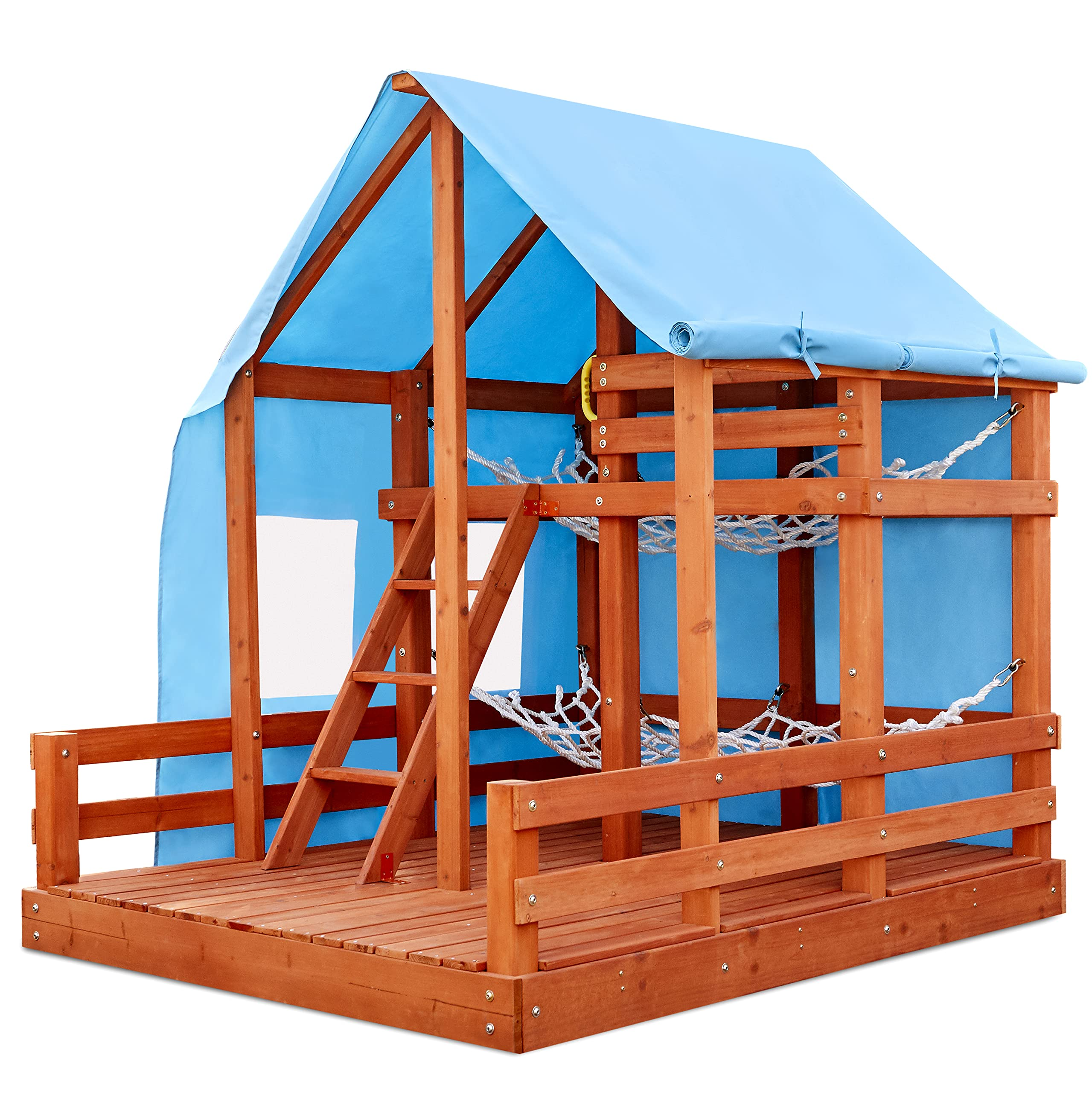 【Baby&Kids】Outdoor Glamping House, Backyard Bungalow Fun, 2 Bunk Hammocks, Outdoor Lights