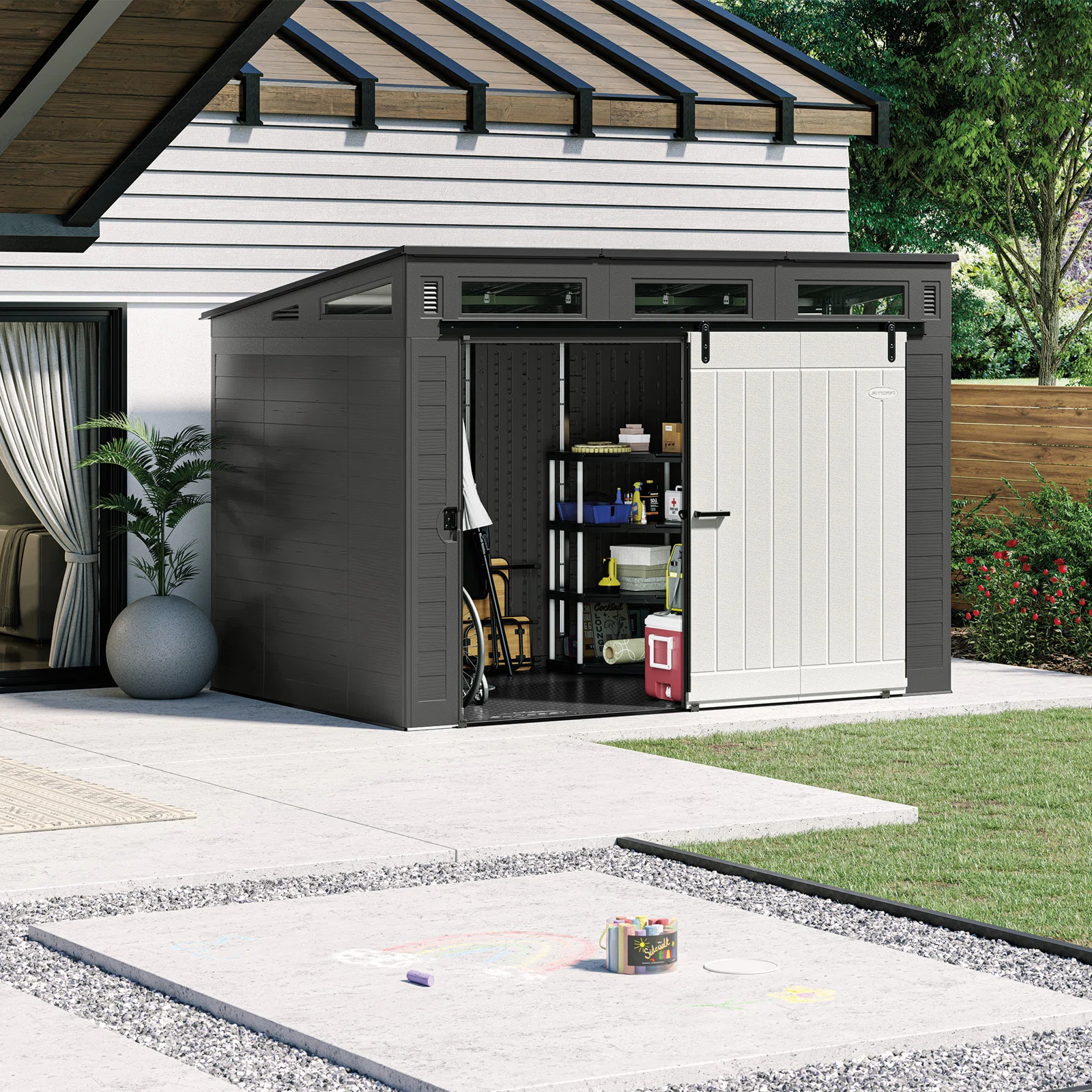 【Storage Shed】Modernist 10X7 ft Barn Door Storage Shed