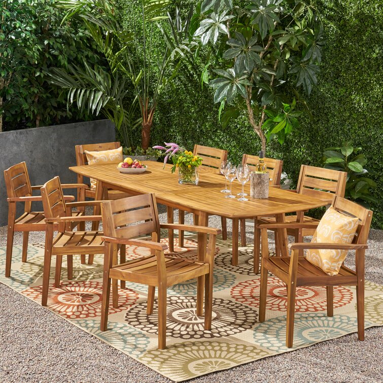 【Home&Garden】Maldonado Rectangular 8 - Person Outdoor Dining Set