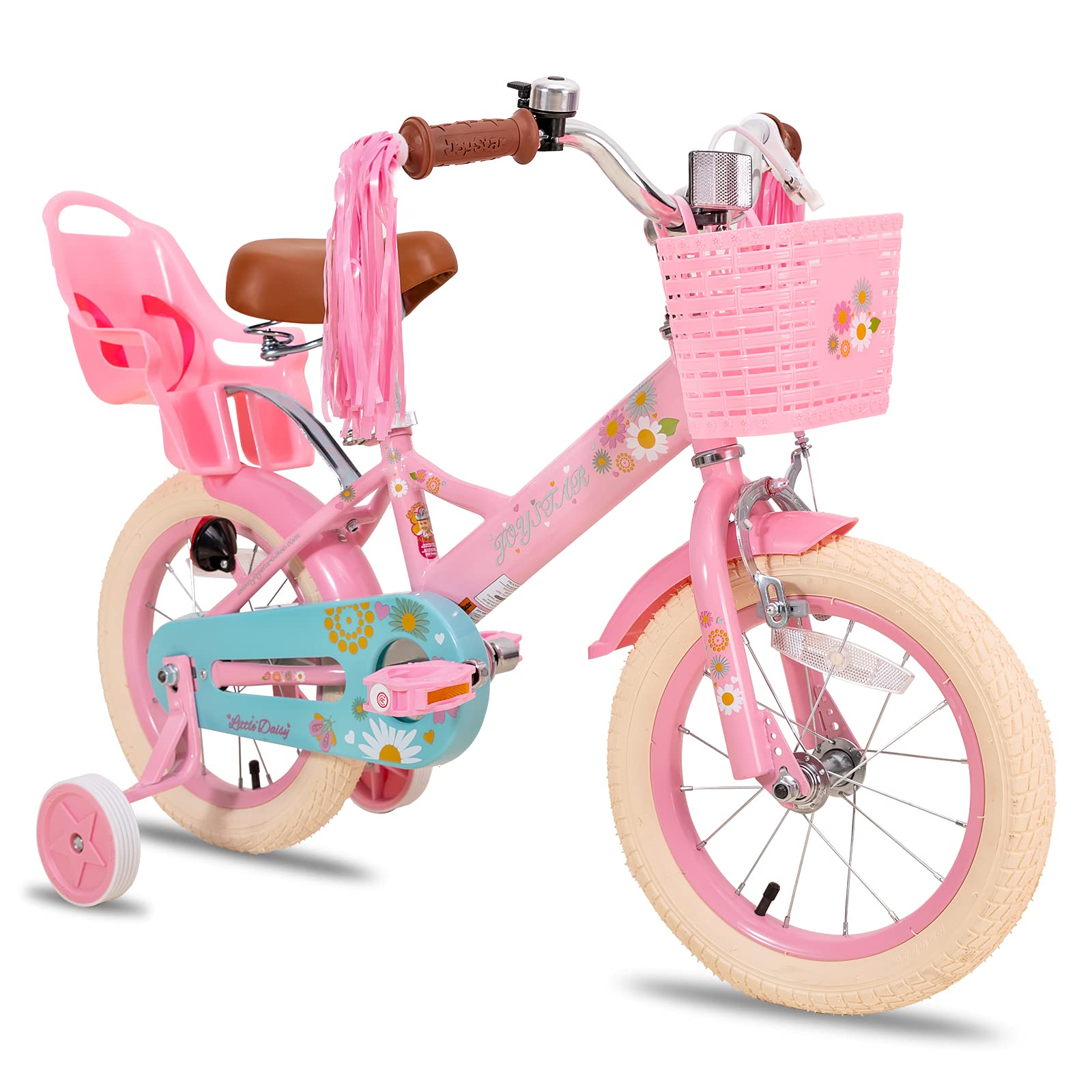 【Sports&Outdoors】Little Daisy Kids Bike for 2-9 Years Girls with Training Wheels & Front Handbrake