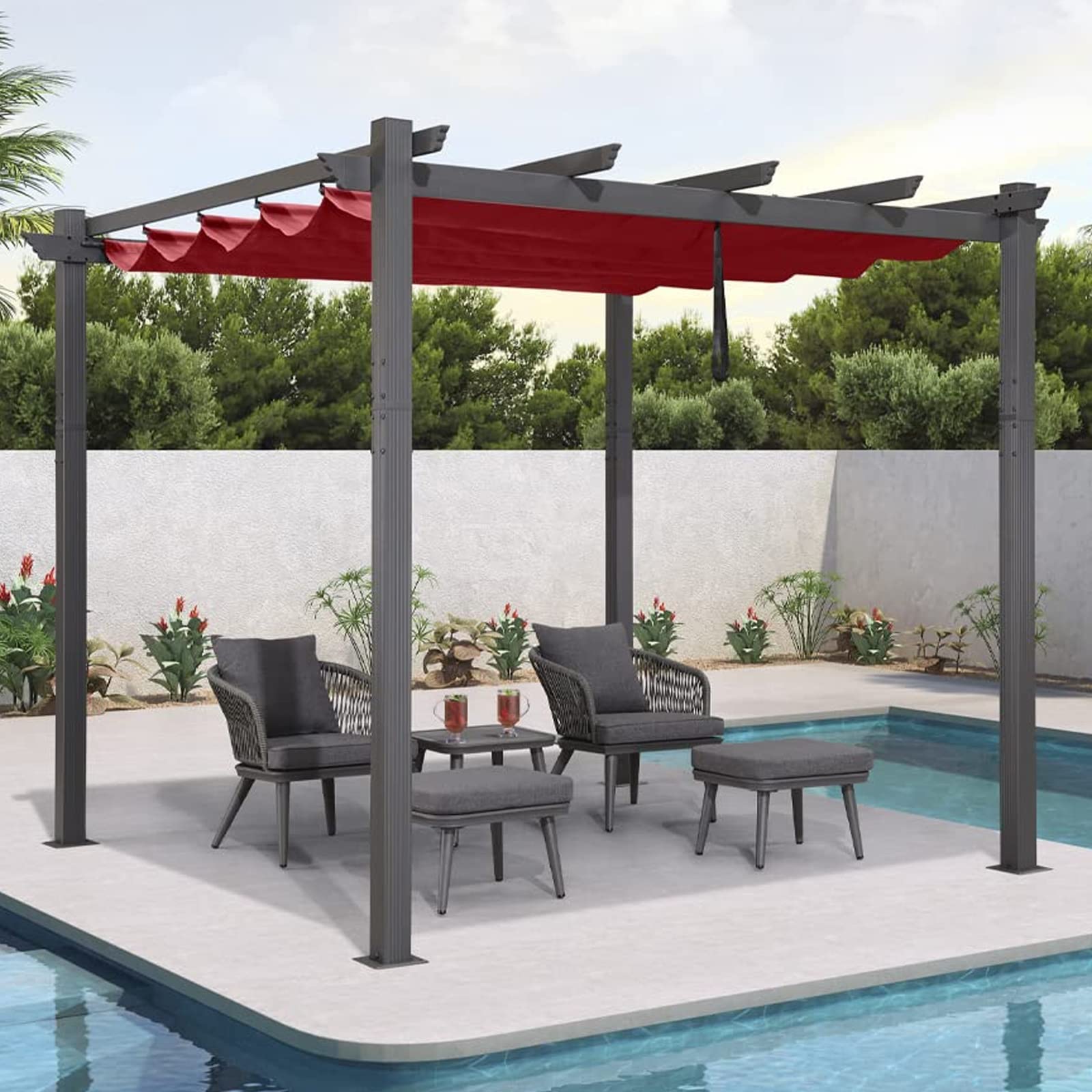 【Gazebo】10' X 12' outdoor retractable pergola,Modern Yard Grape Trellis PergolaGazebo