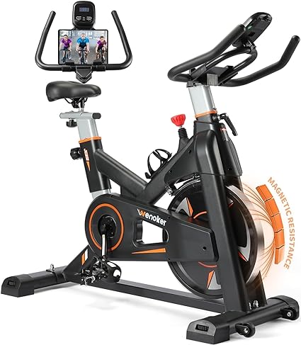Wenoker Exercise Bike Indoor Cycling Bike for Home Gym Use with LCD Display, Ipad Holder & Comfortable Seat Cushion Bike Fitness for Home Training Cardio Workout