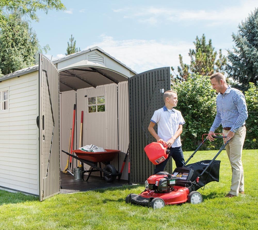 Keter Manor Outdoor Plastic Storage Shed, Grey, 7 x 9.5 ft., Easy to Install, Rainproof With Base