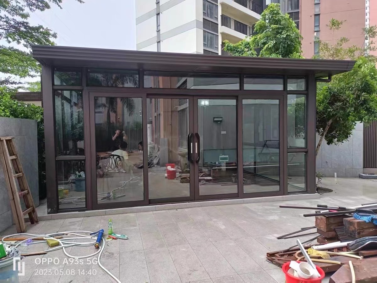 Sunroom custom seal dew balcony villa aluminium alloy toughened glass Chinese mute heat insulation outdoor garden canopy