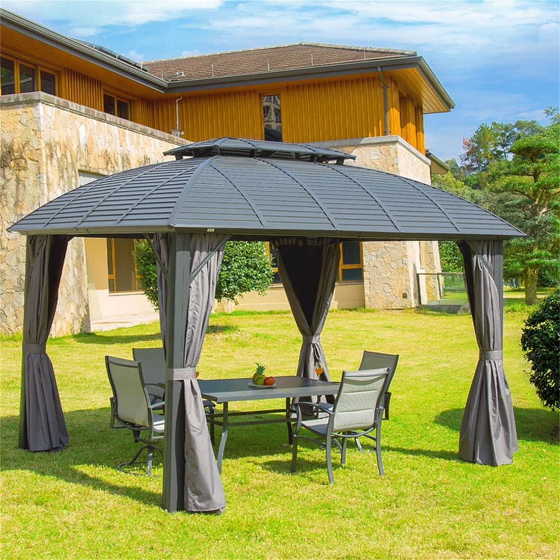 【Gazebo】【BS】3x4m Aluminum Frame Roof Gazebo Solid Roof Party Galvanized
