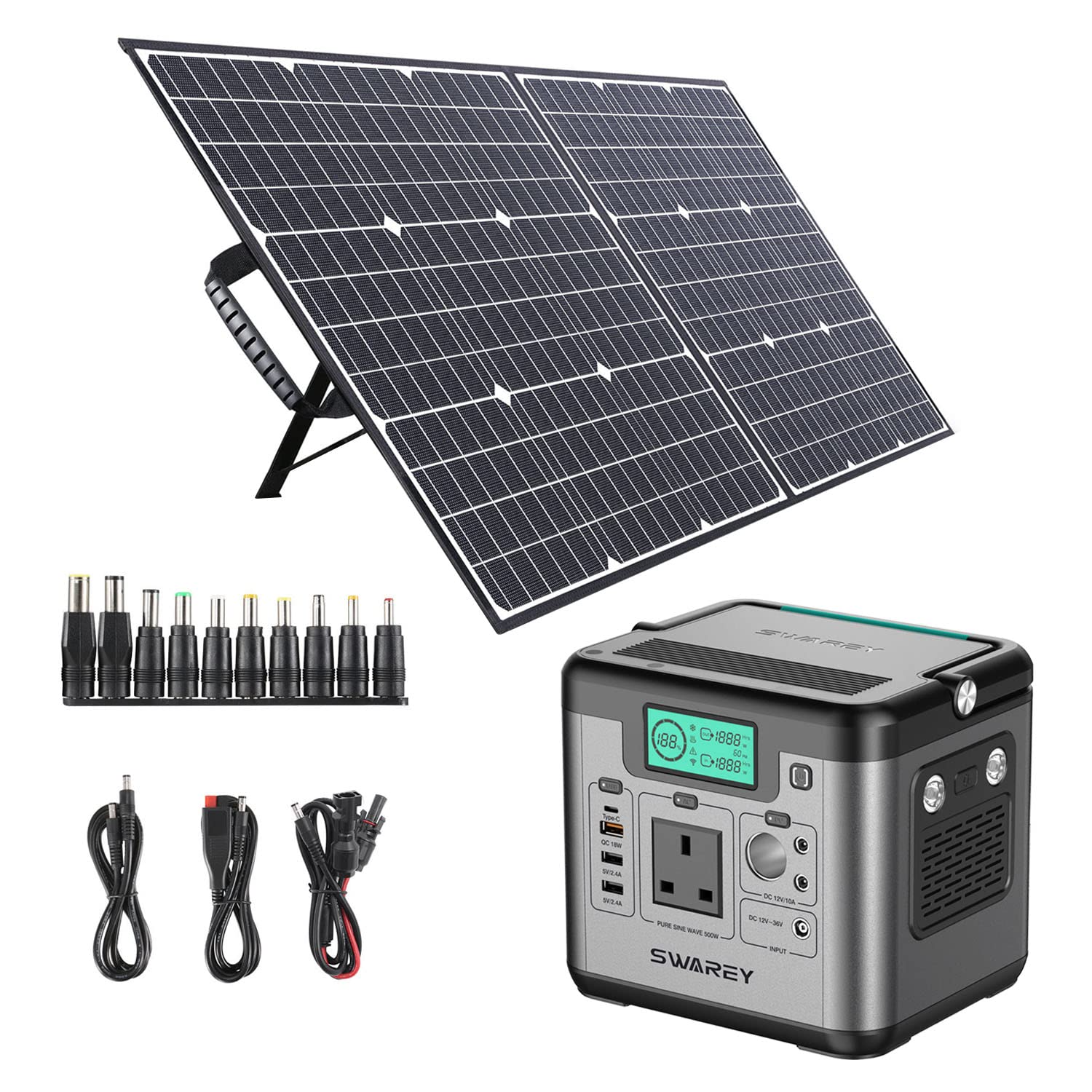 【Appliances】Portable Power Station 518Wh with 100W Foldable Solar Panel Solar Generator