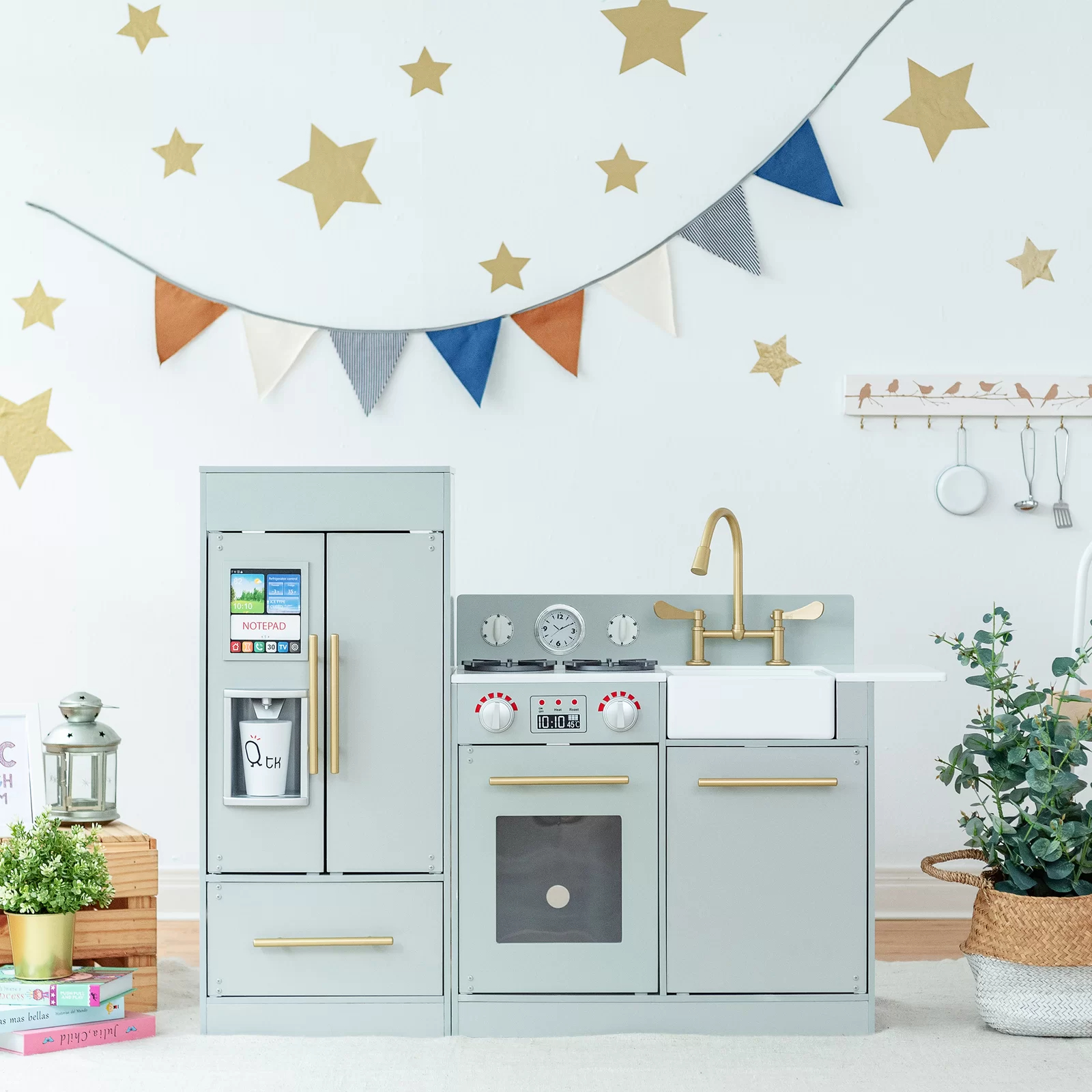 【Baby&Kids】Play Kitchen Toddler Pretend 2 pcs Play Set with Accessories & Ice Maker