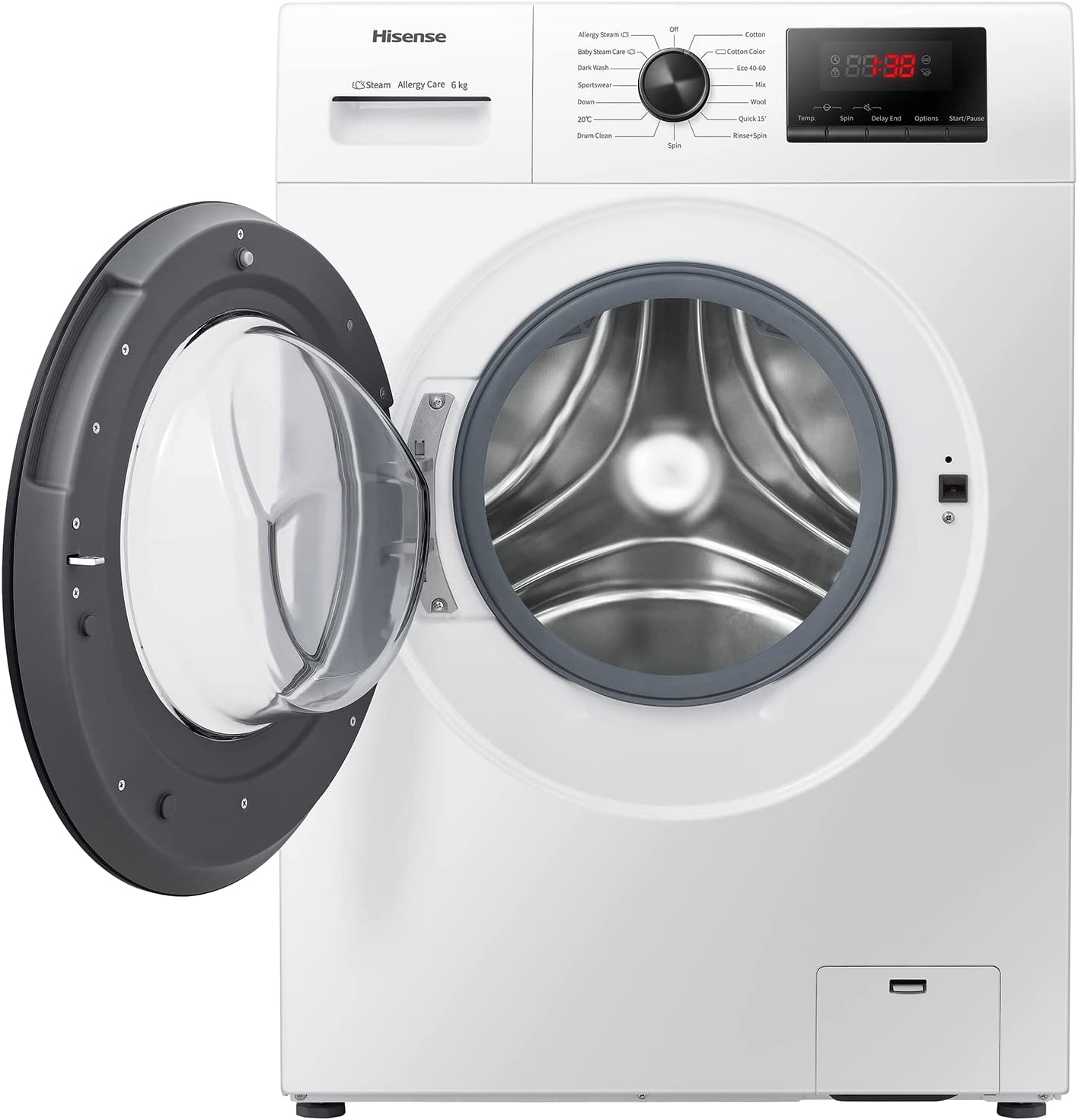 WFPV6012EM-Freestanding-6 KG-Front Load Washing Machine-Steam Wash-Quick Wash-15 Washing Programs