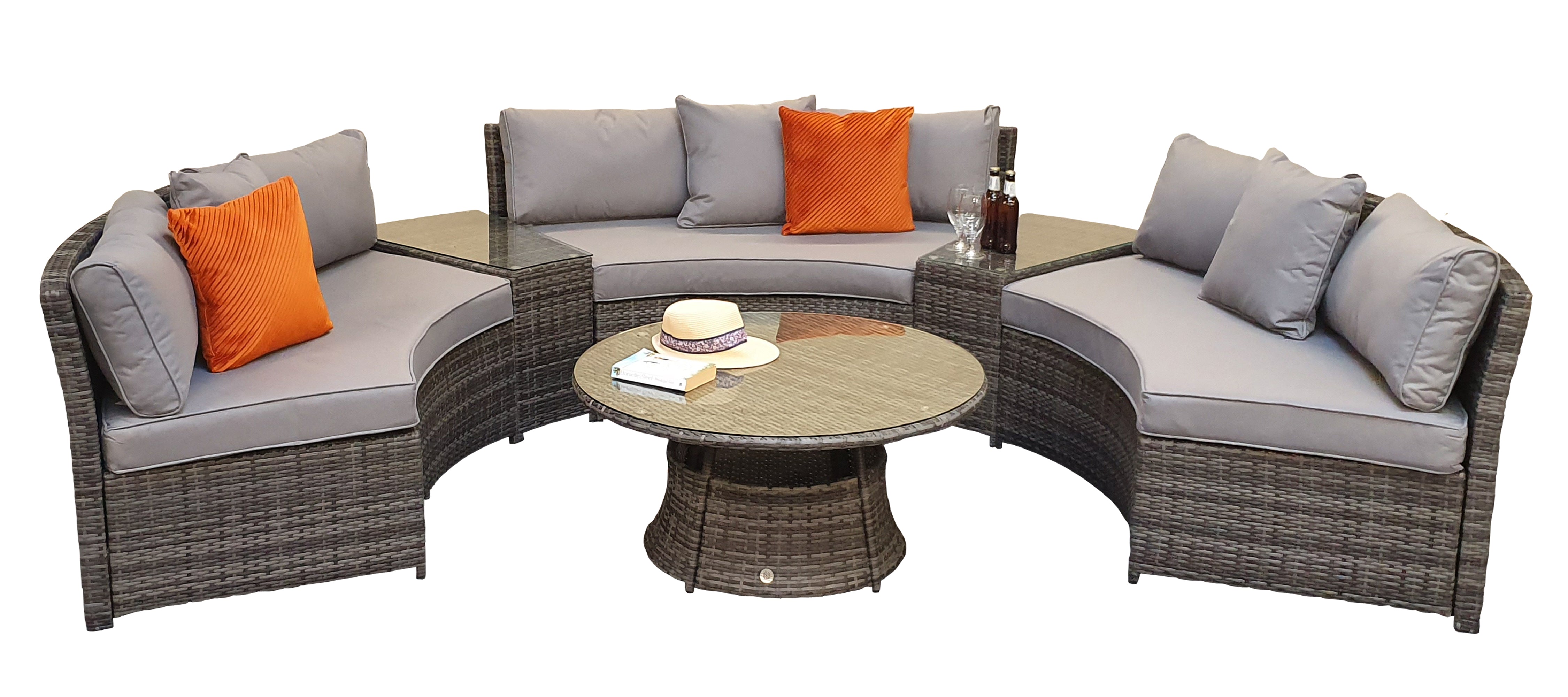【Home&Garden】Garden Furniture Juliet Grey Half Moon Sofa Set