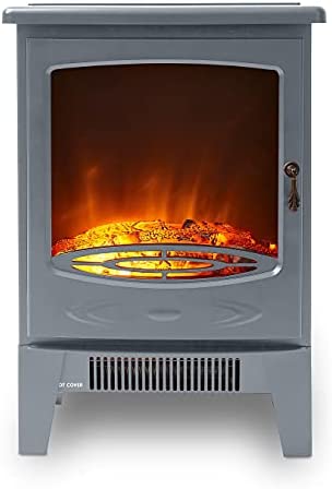 【Home Improvement】Warmlite WL46022 Elmswell Round Contemporary Stove with Two Heat Settings, Realistic LED Flame Effect, 2000W, Black