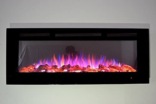 【Home Improvement】 NEW PREMIUM PRODUCT TruFlame 50inch Black Wall Mounted Electric Fire with 3 colour Flames and can be inserted (Pebbles, Logs and Crystals)