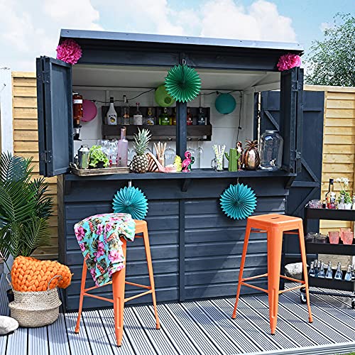 【Home&Garden】【BS】Outdoor Garden Bar, 6' x 3' Forest Wooden Shiplap Pent Garden Bar