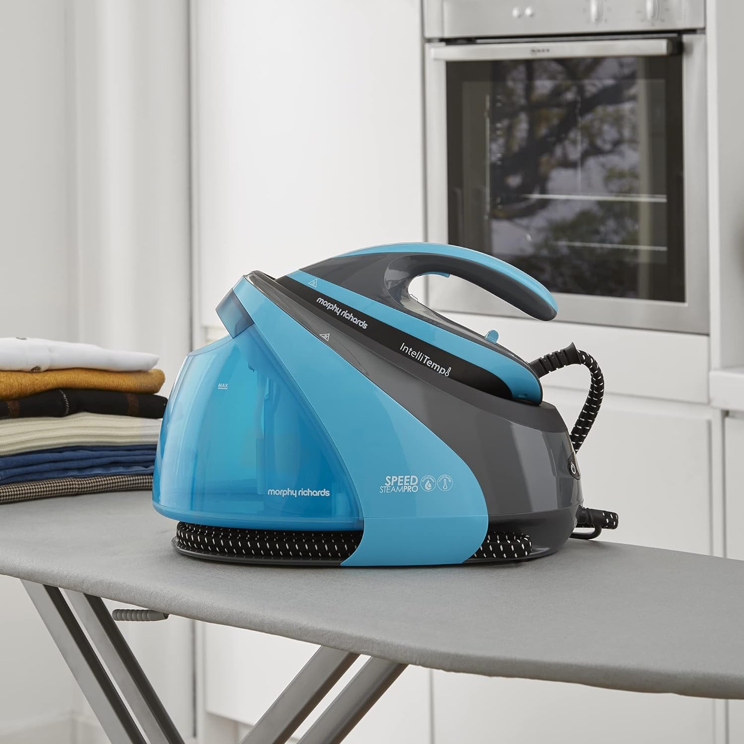Morphy Richards Speed Steam Pro Steam Generator Iron With Intellitemp, 1.6L Water Tank, Auto Shut-off, Autoclean Technology, Blue, 332103