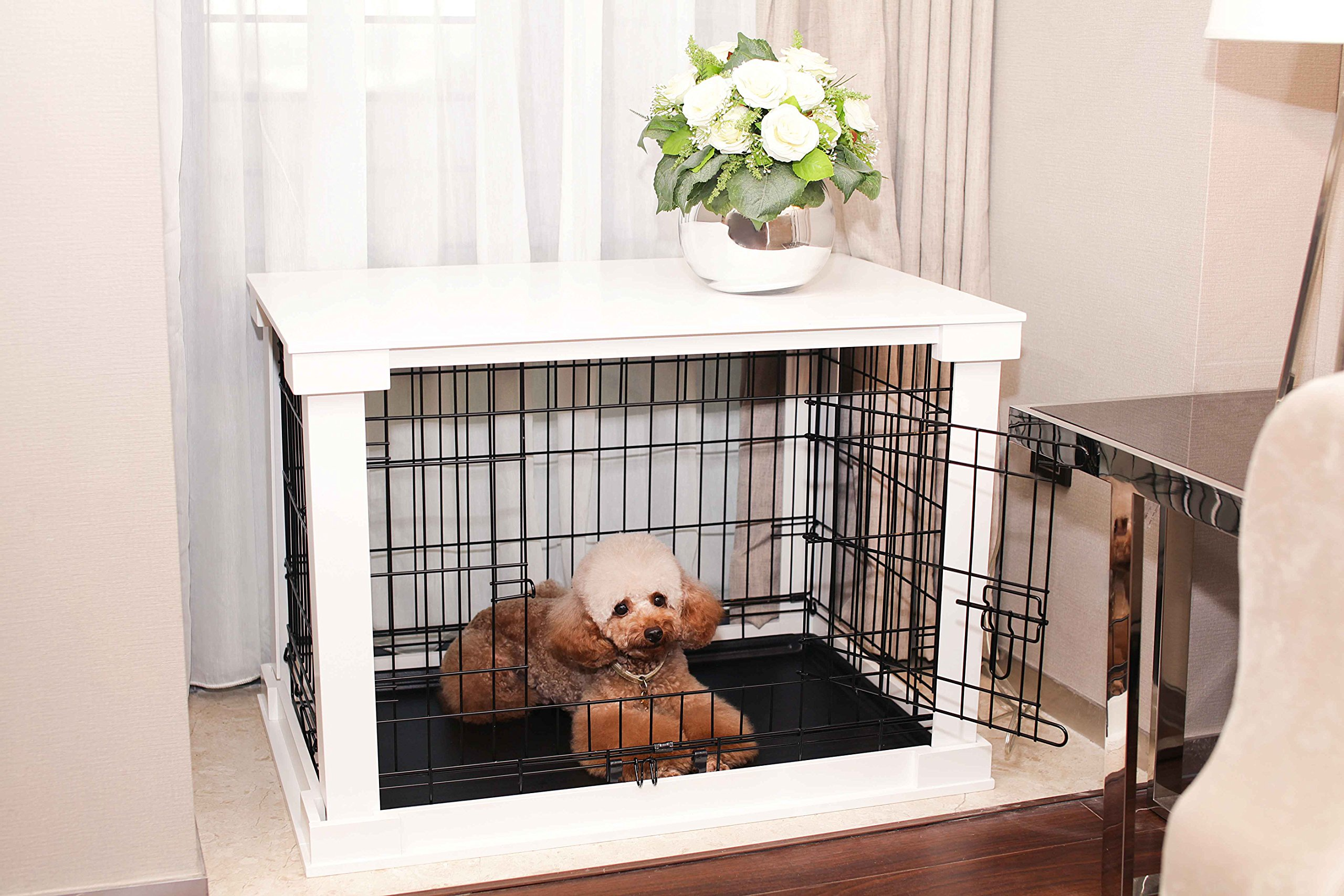 【Home&Garden】White Dog Cage with Crate Cover, Dog Kennel