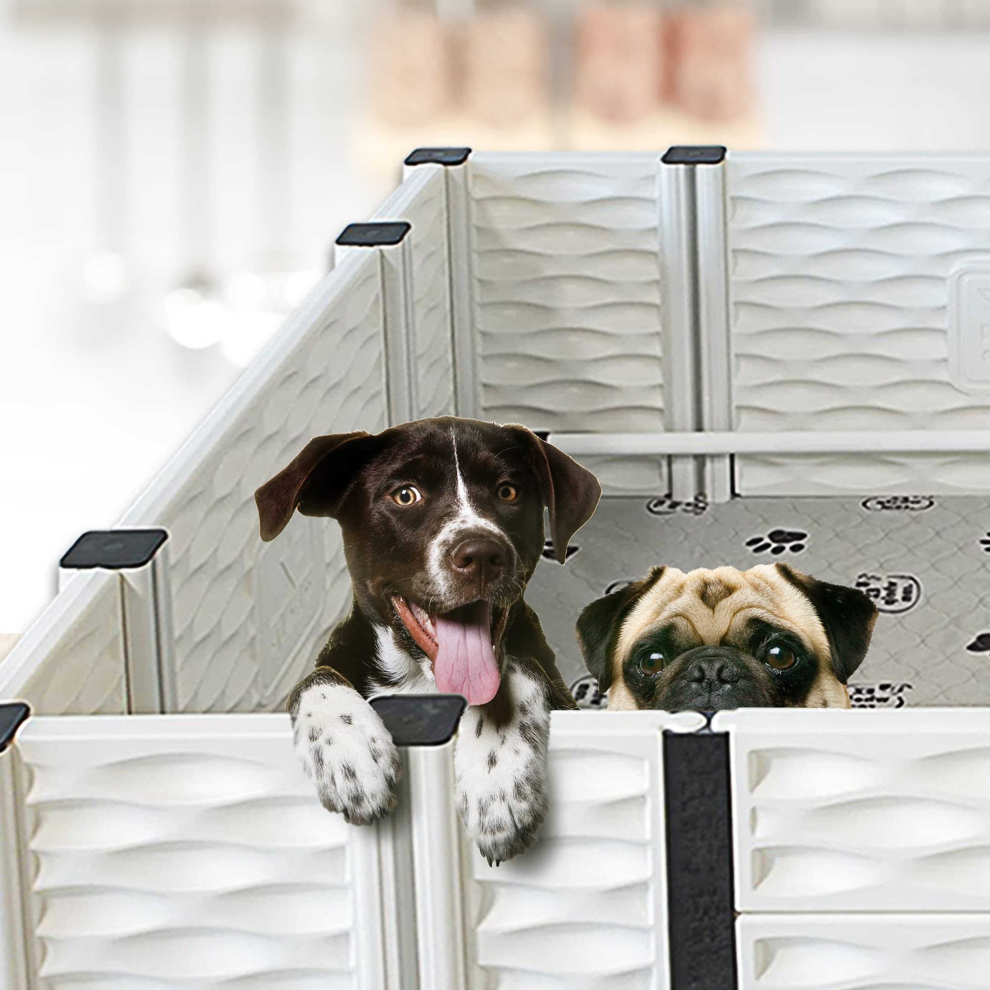 【Home&Garden】Whelping Box for Dogs & Puppies - Indoor Dog Whelping Pen with Rails - Puppy Playpen 48