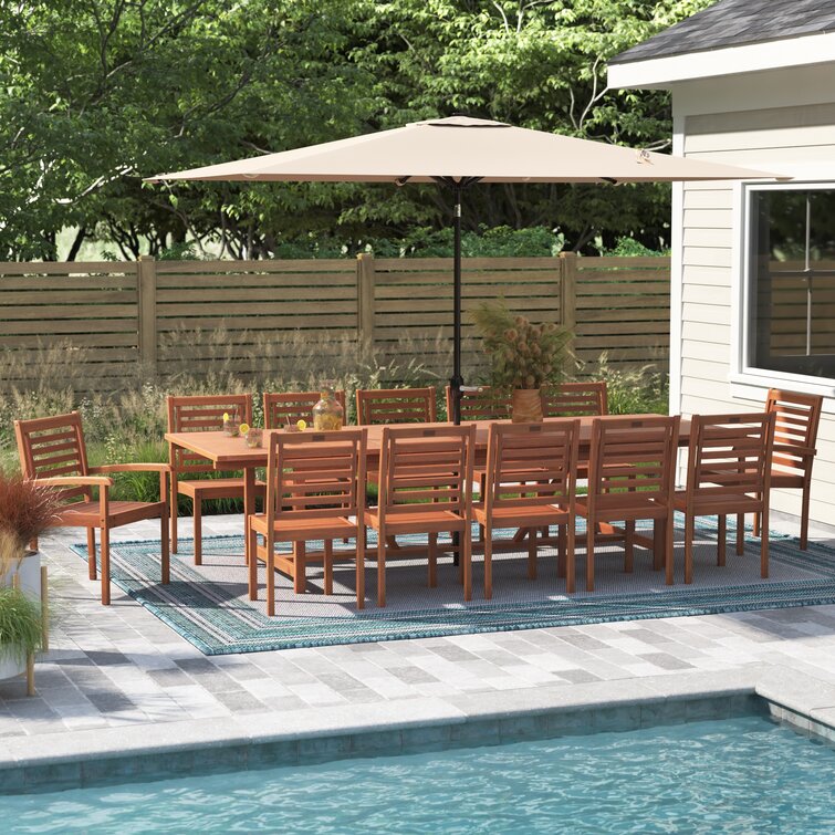 【Home&Garden】Rafael Rectangular 12 - Person Outdoor Dining Set