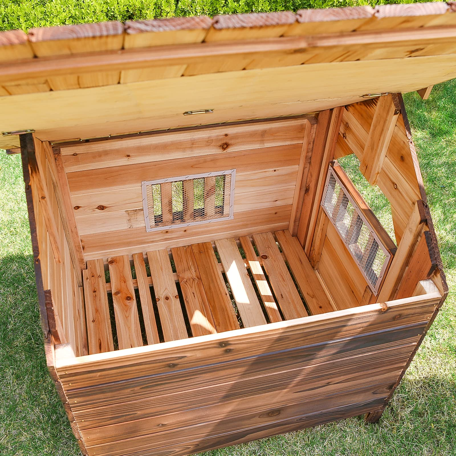 【Home&Garden】Dog Kennels for Outside, Wood Dog House Outdoor Dog Kennel Dog Cage Villa, 36x39x37 in