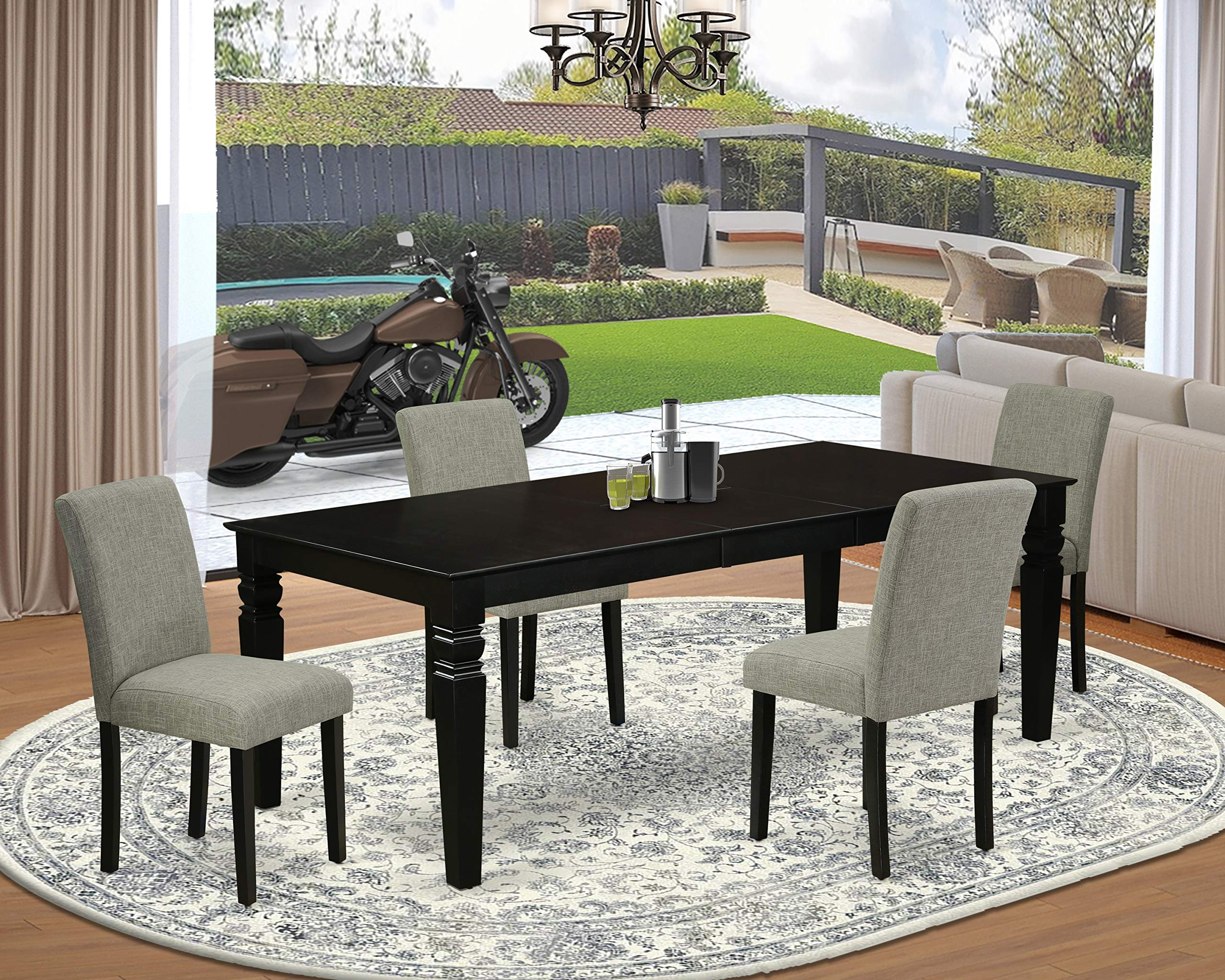 【Furniture】5Pc Rectangular 66/84 Inch Table with 18