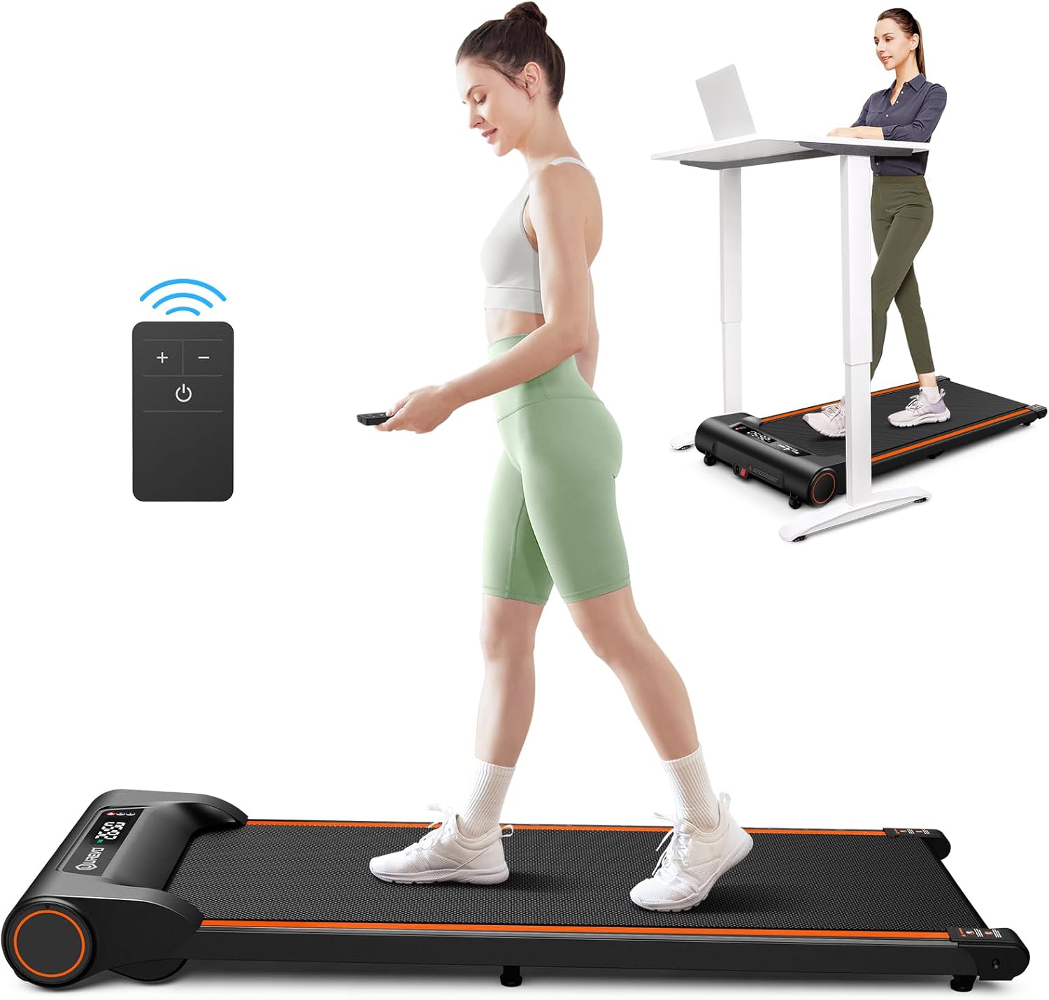 UREVO Under Desk Treadmill, Walking Pad for Home Office, Portable Walking Treadmill 2.25HP, Walking Jogging